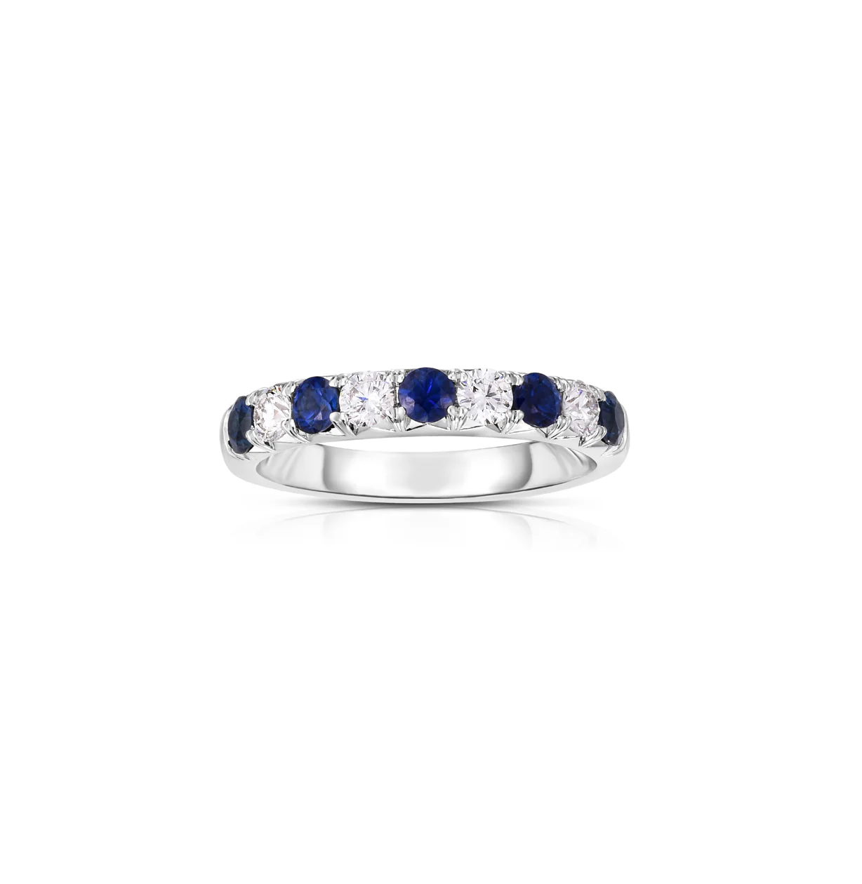 Sabel Collection White Gold Alternating Blue Sapphire and Diamond Ring - Image 2