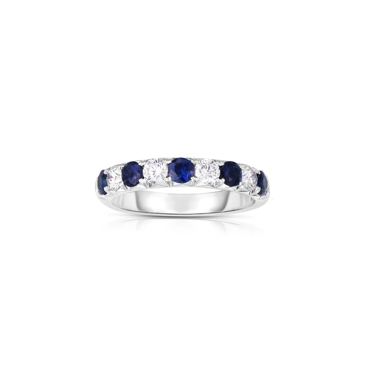 Sabel Collection White Gold Alternating Blue Sapphire and Diamond Ring - Image 3