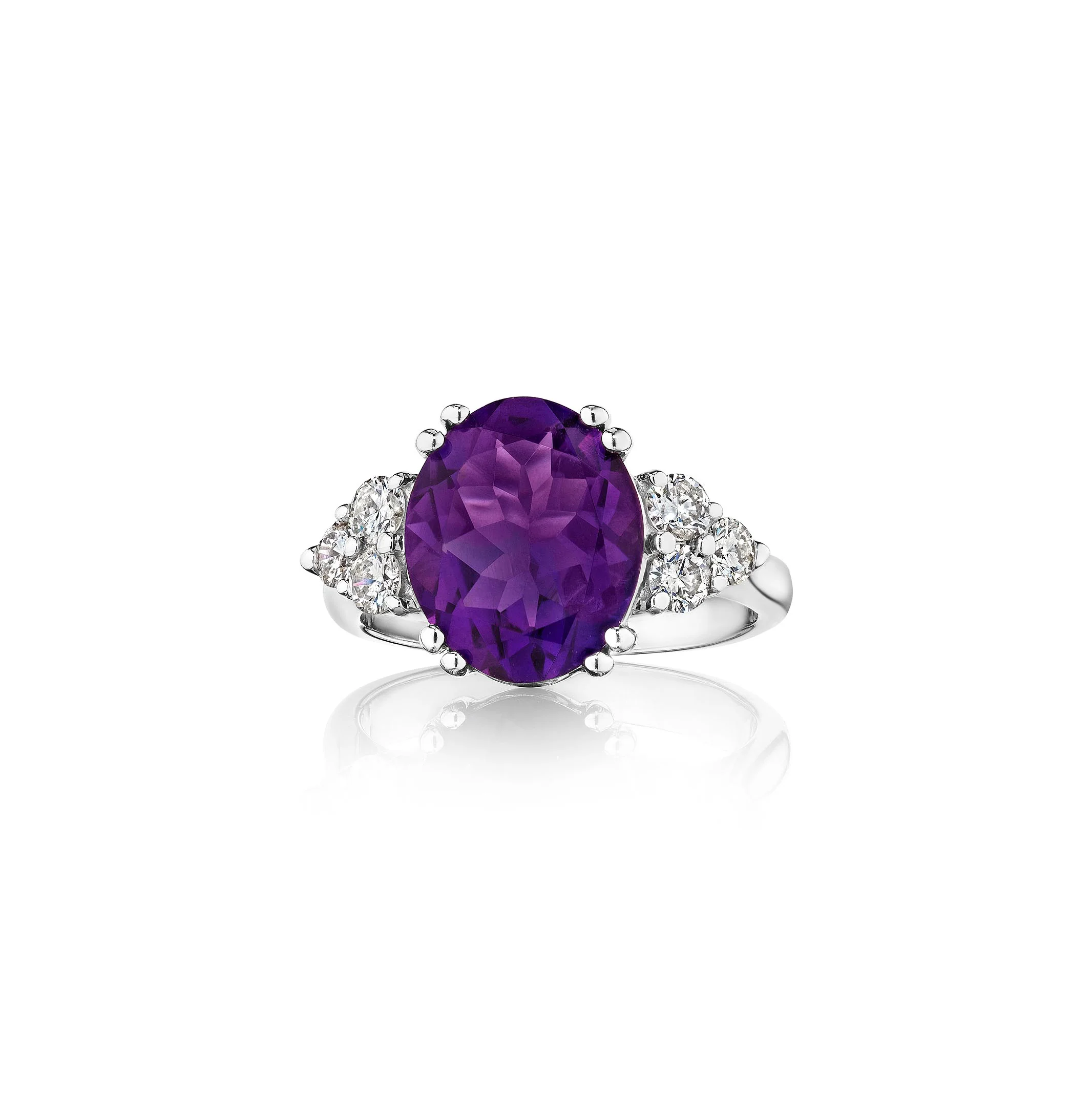 Sabel Collection White Gold Amethyst and Diamond Ring