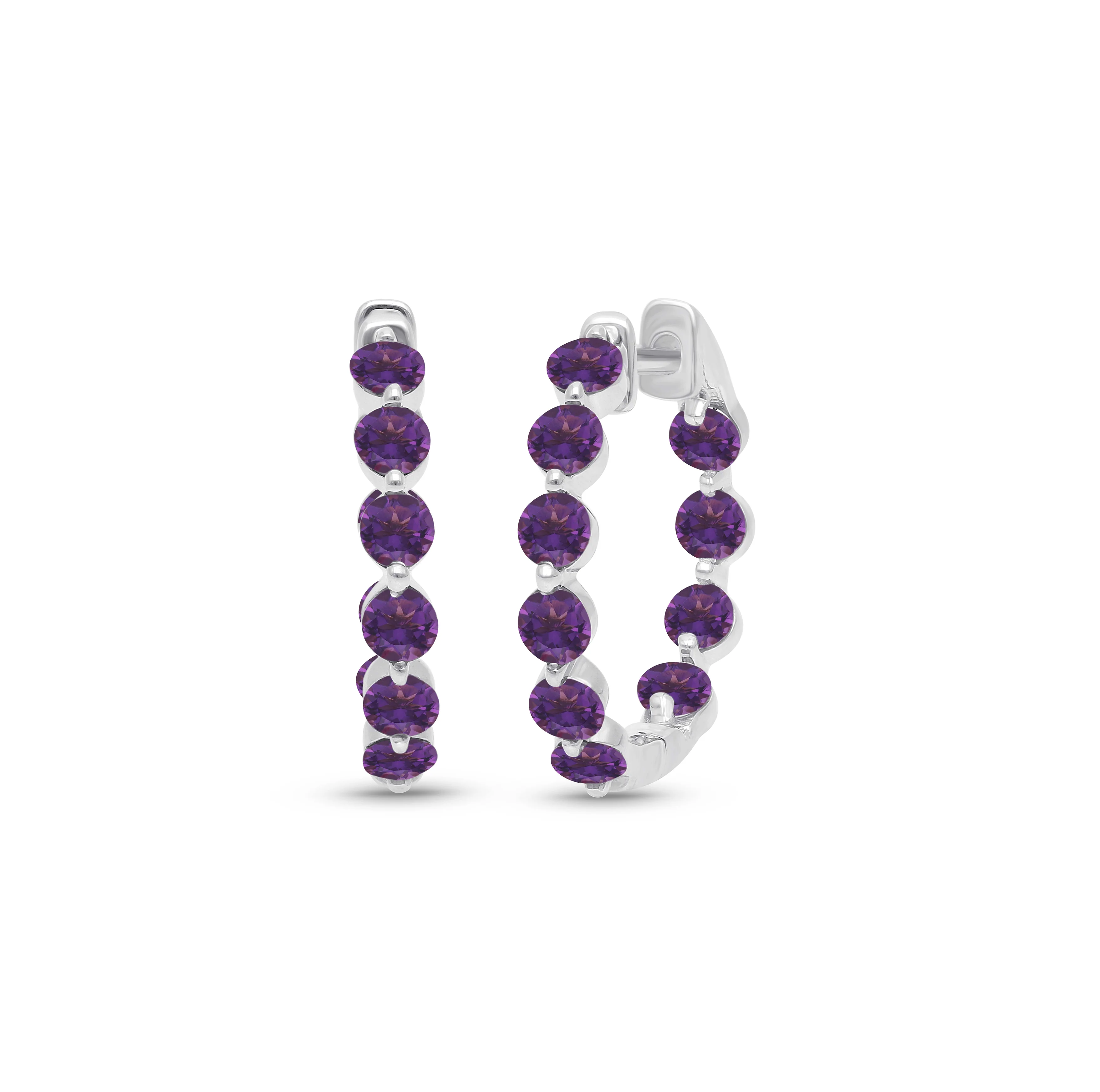 Sabel Collection White Gold Amethyst Inside Out Hoop Earrings