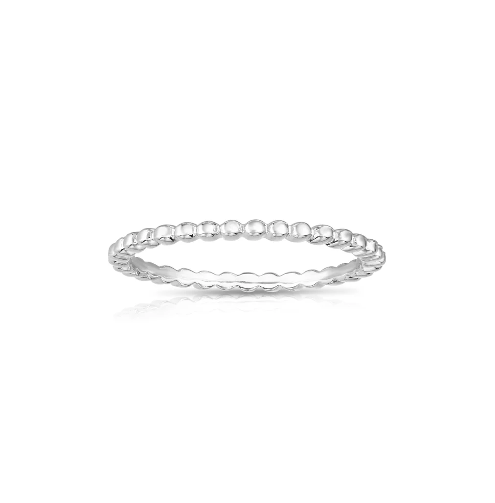 Sabel Collection White Gold Beaded Stacking Ring
