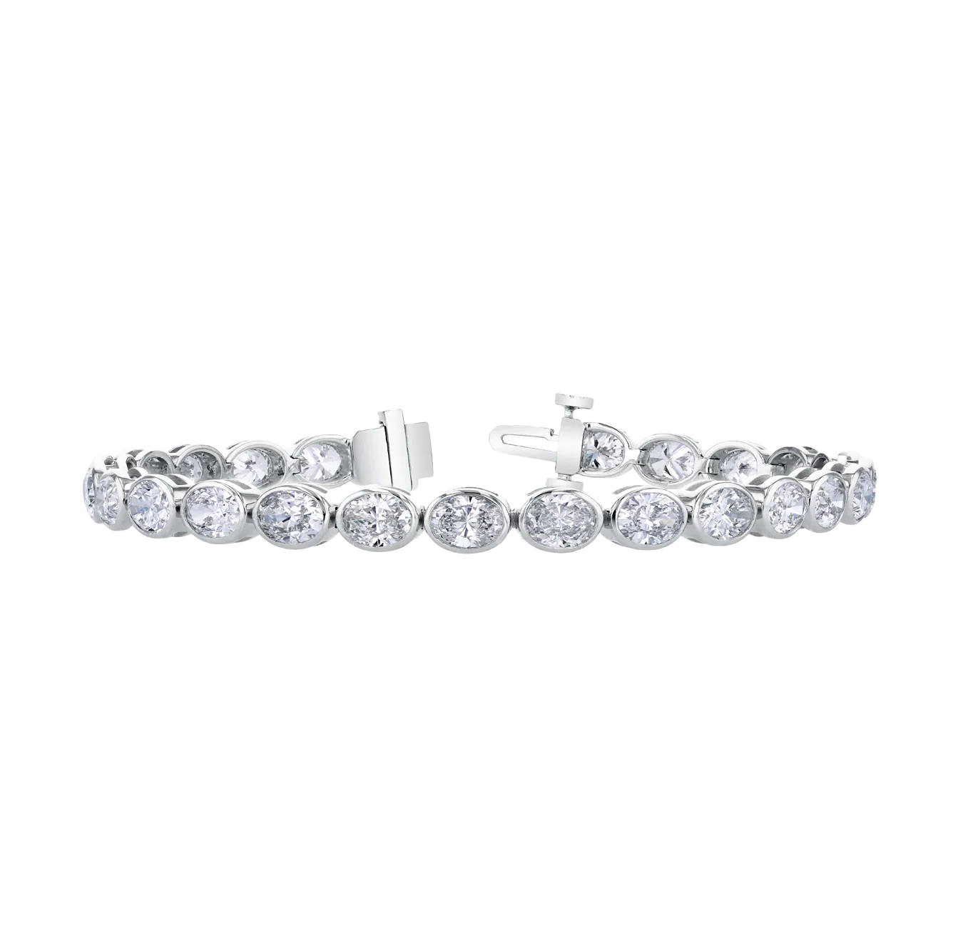 Sabel Collection White Gold Bezel Set Oval Diamond Tennis Bracelet