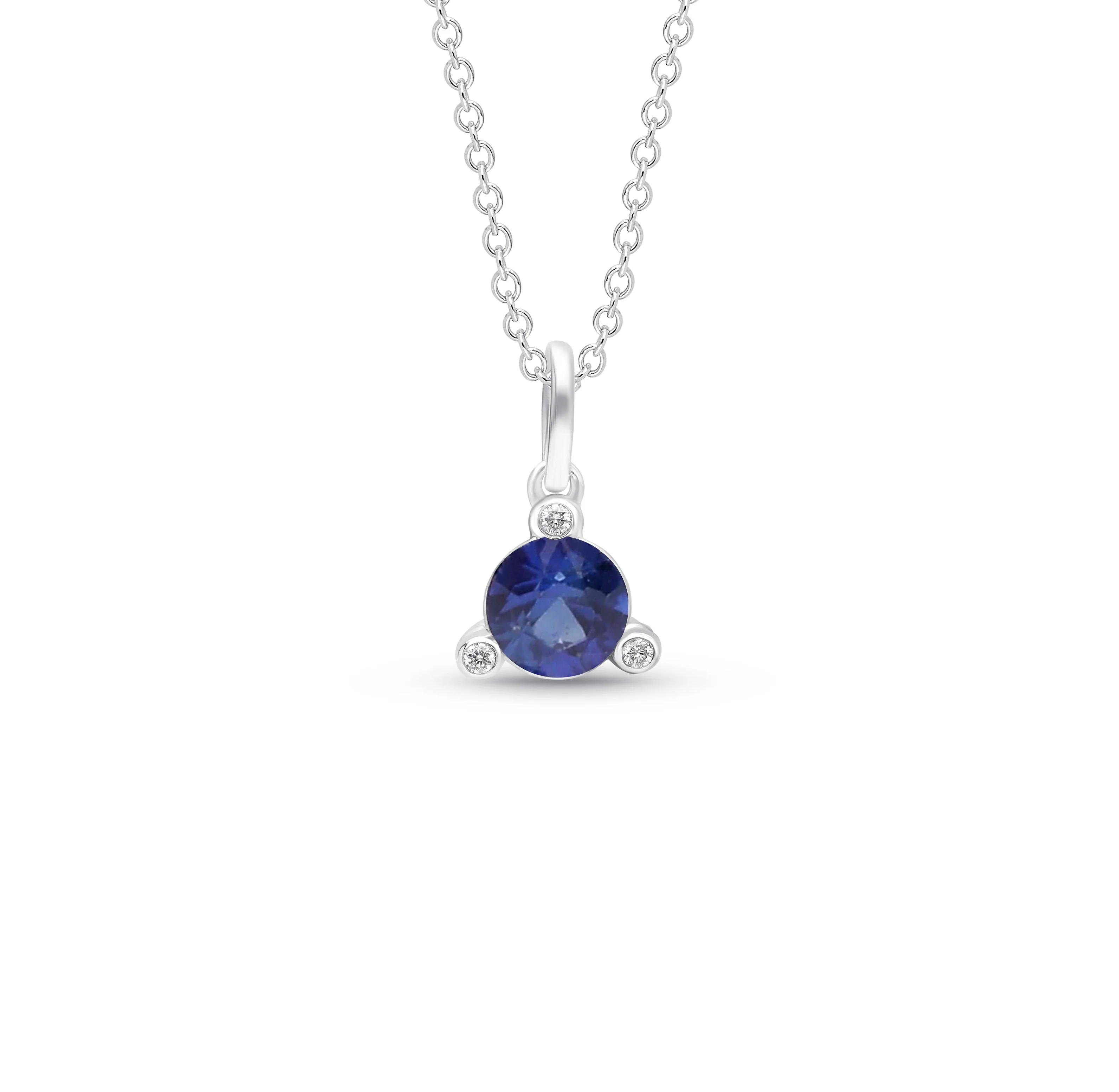 Sabel Collection White Gold Blue Sapphire and Diamond Accent Pendant