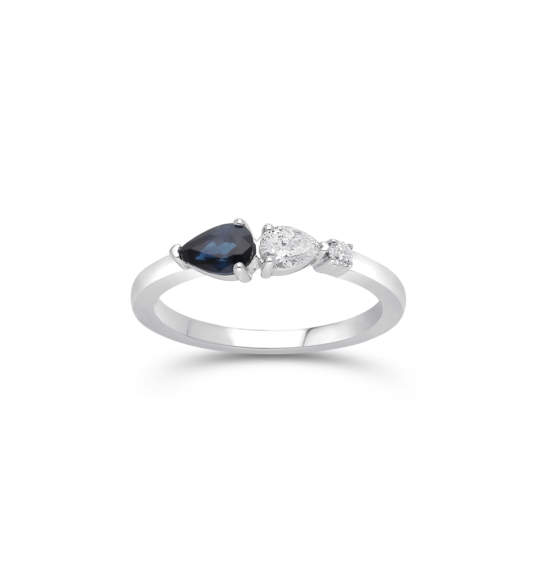 Sabel Collection White Gold Blue Sapphire and Diamond Stacking Ring