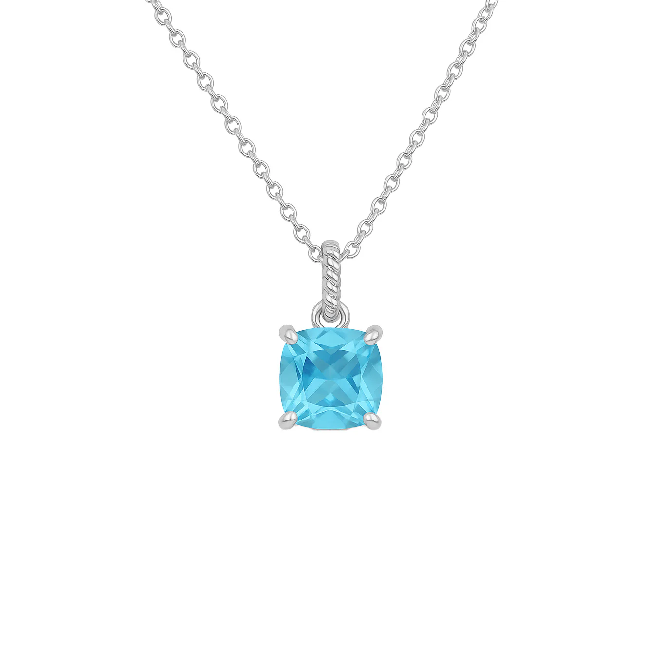 Sabel Collection White Gold Cushion Aquamarine Pendant