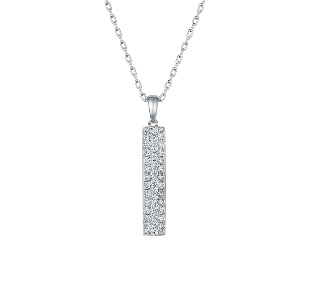 Sabel Collection White Gold Diamond Bar Drop Pendant