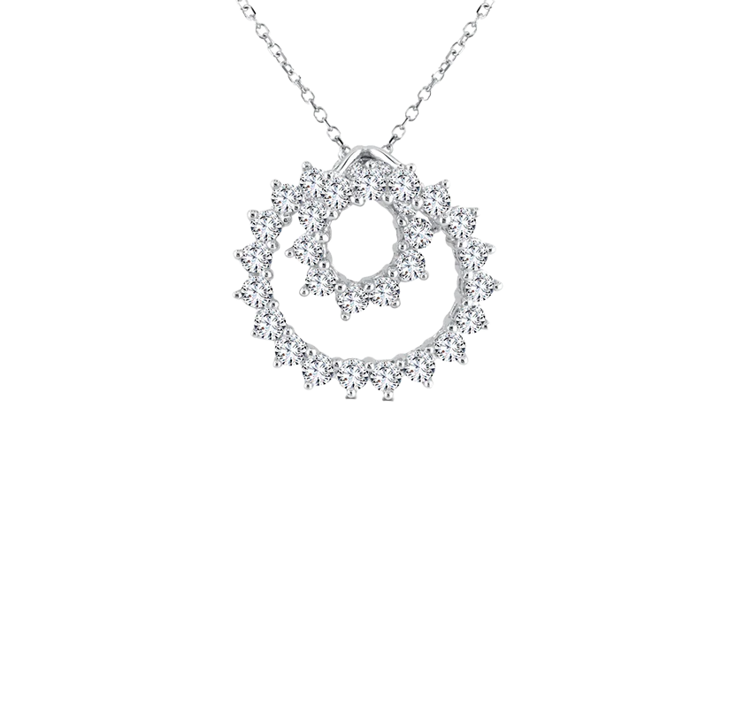 Sabel Collection White Gold Diamond Double Circle Pendant