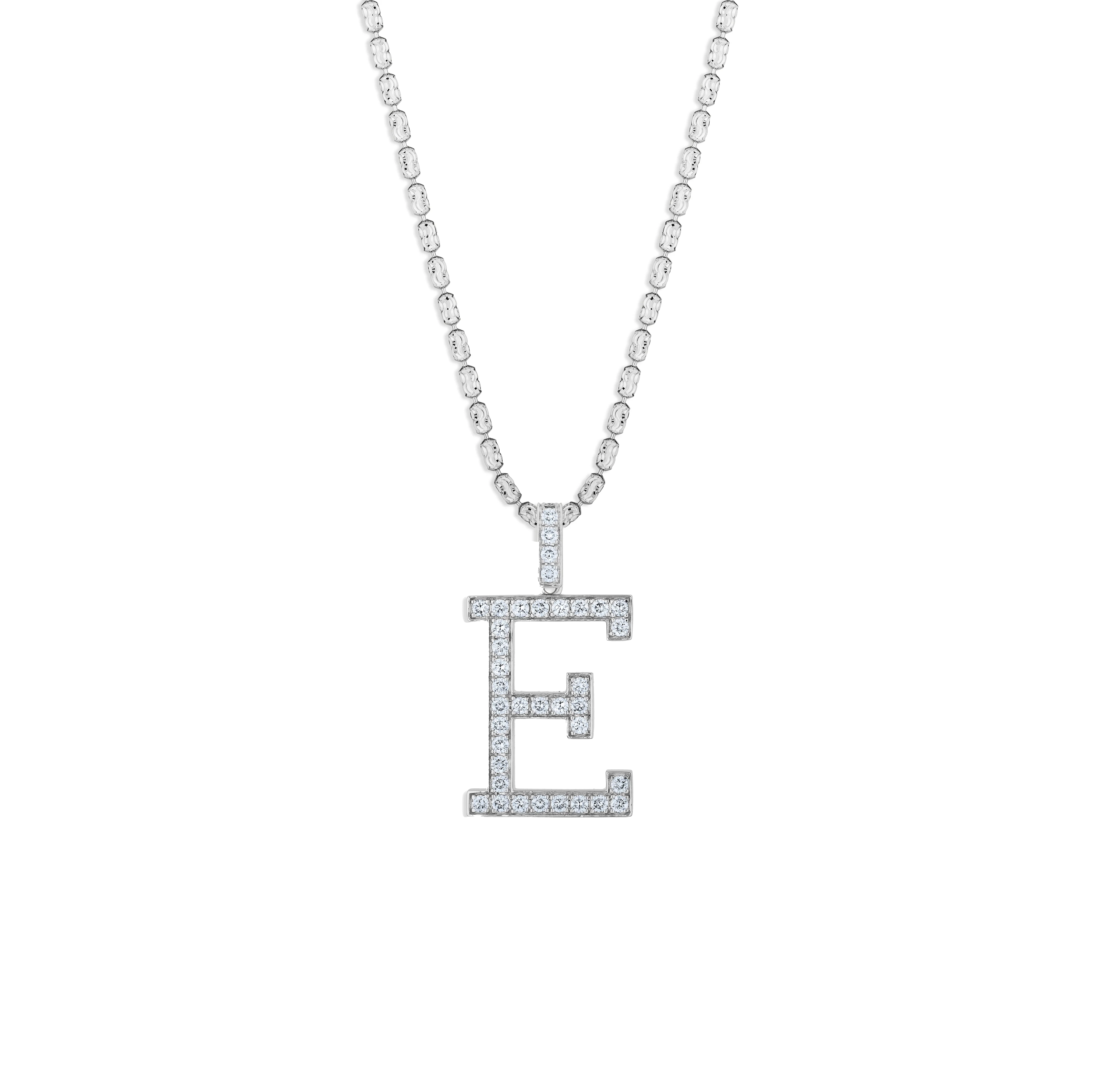 Sabel Collection White Gold Diamond E Initial Pendant