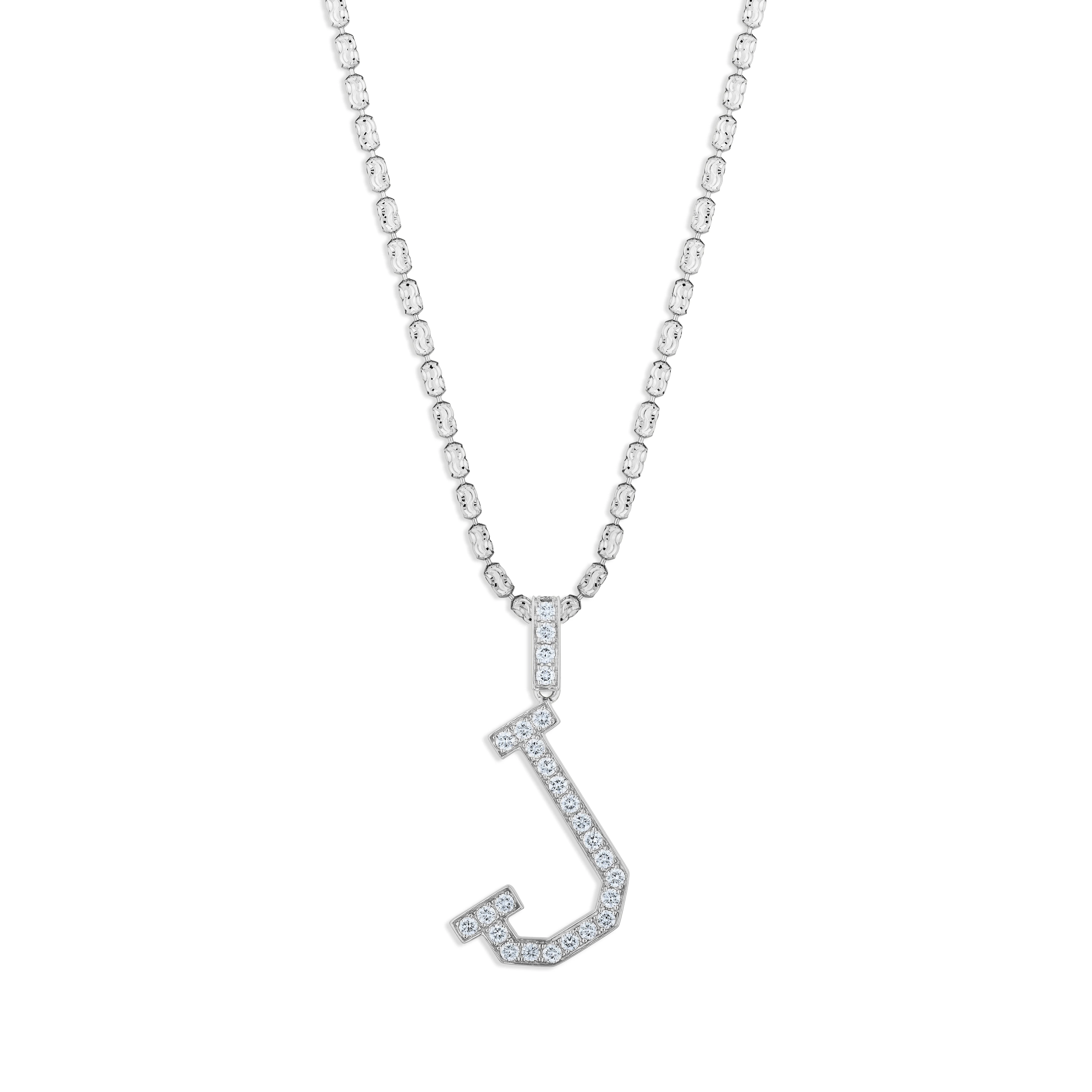 Sabel Collection White Gold Diamond J Initial Pendant