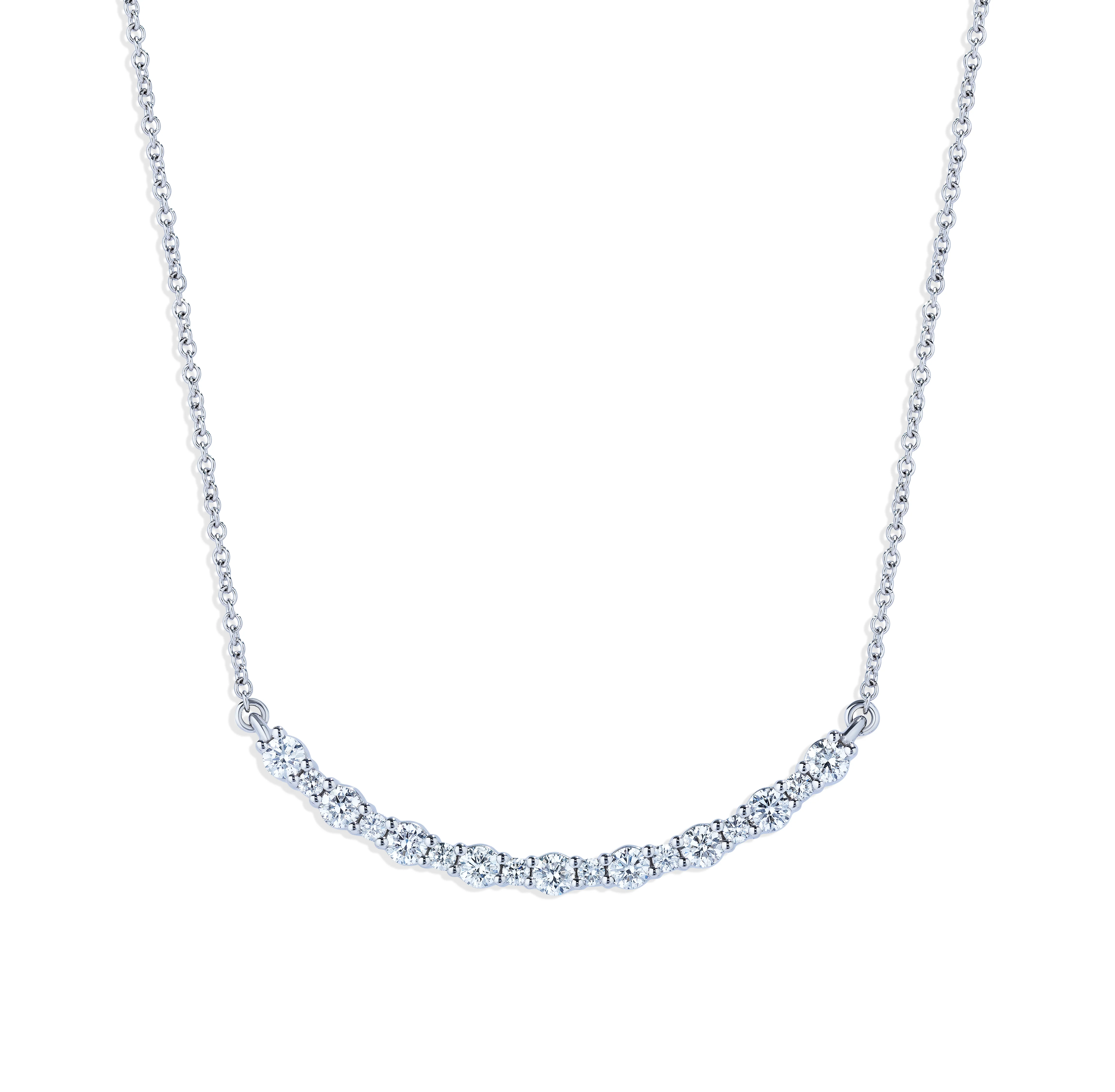 Sabel Collection White Gold Diamond Smiley Bar Necklace