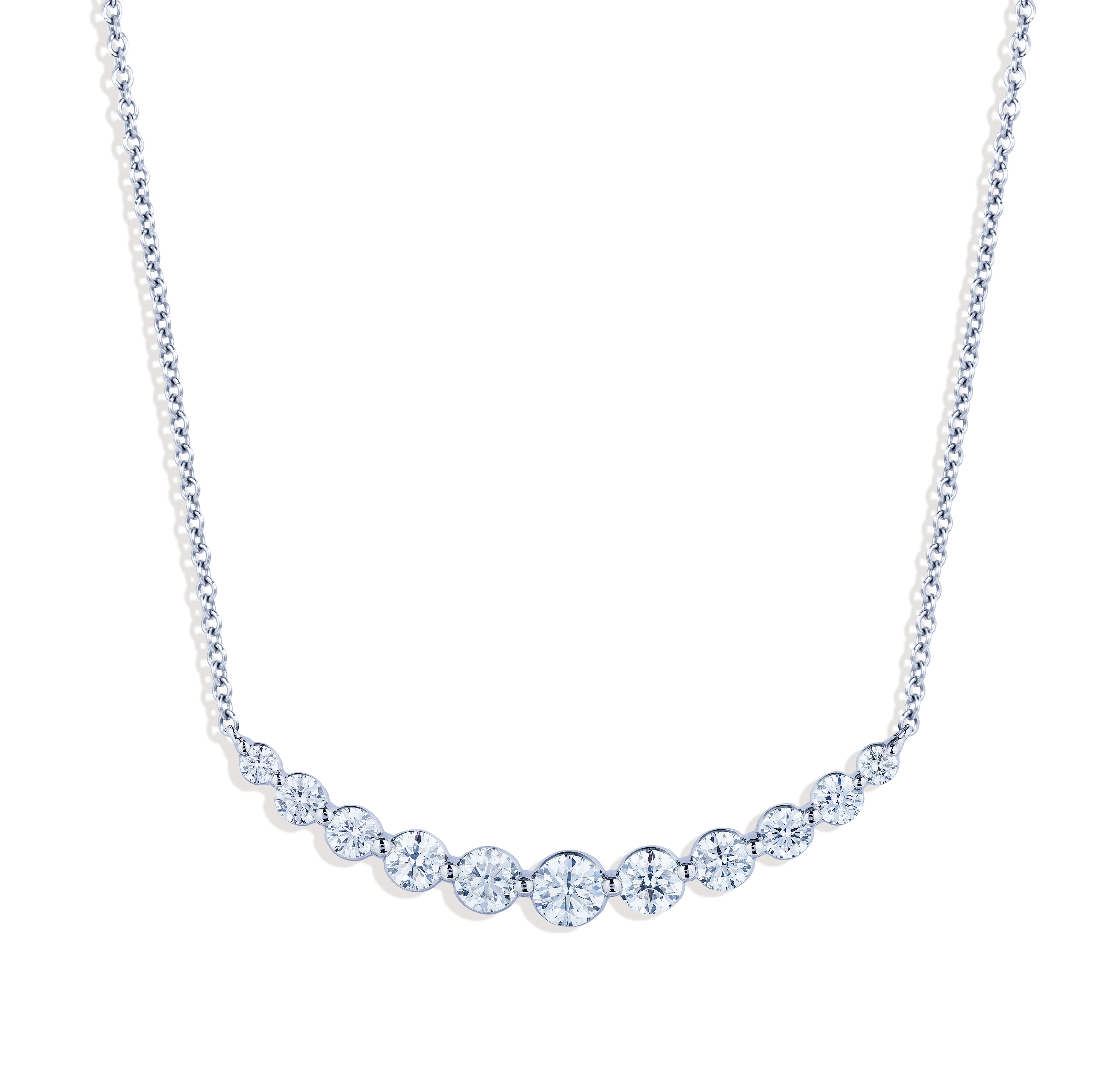 Sabel Collection White Gold Diamond Smiley Bar Necklace - Image 2