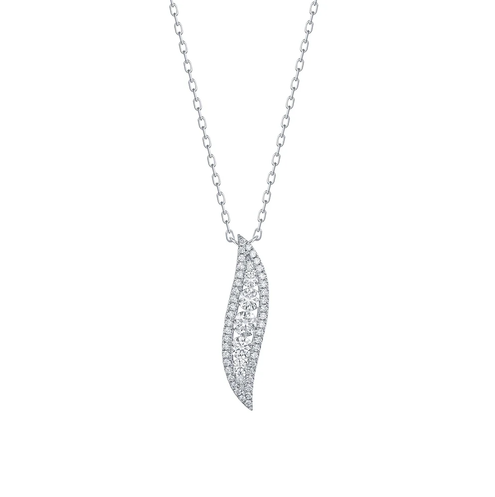 Sabel Collection White Gold Diamond Wavy Drop Pendant