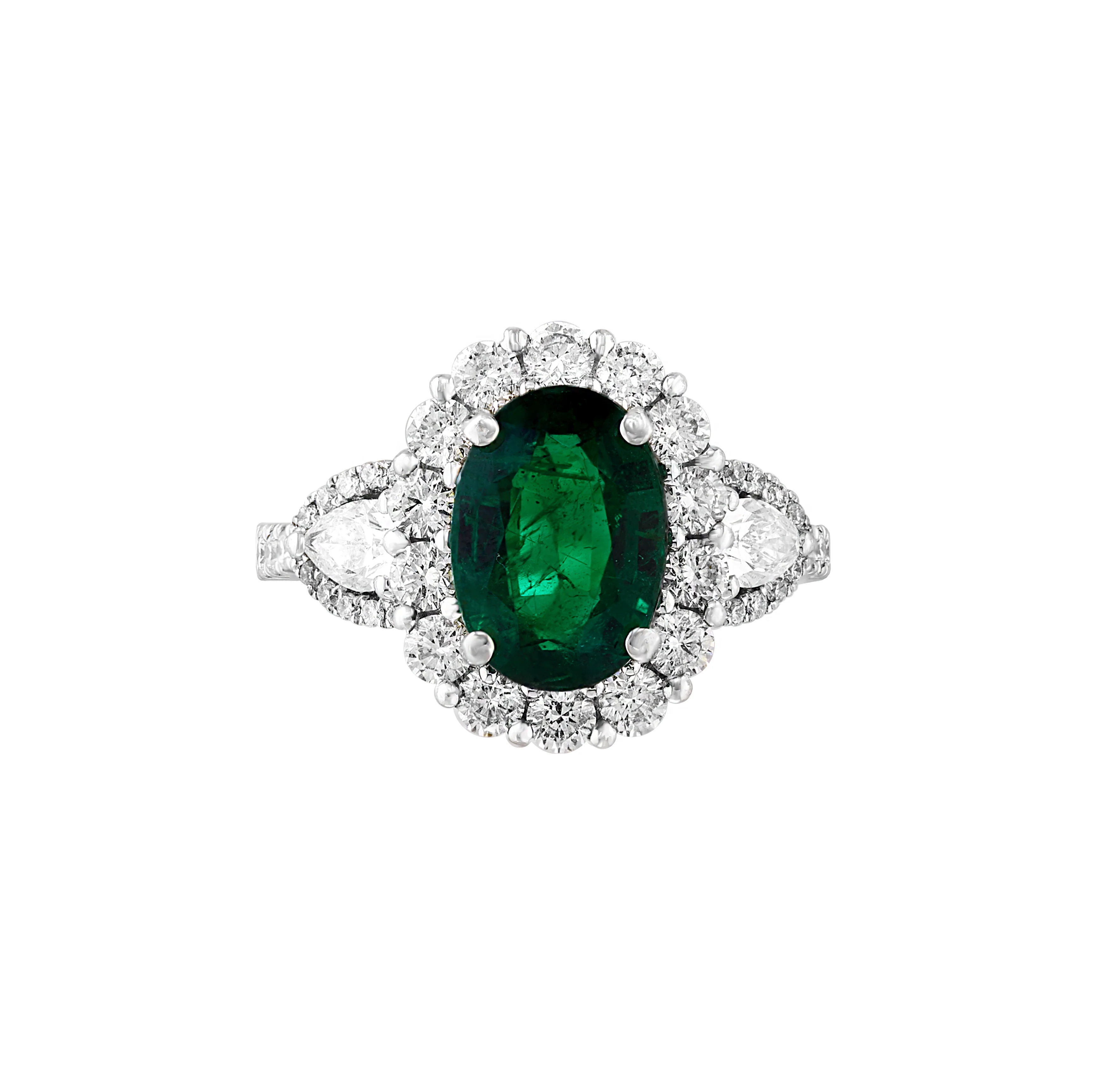 Sabel Collection White Gold Emerald and Multi-Shape Diamond Ring