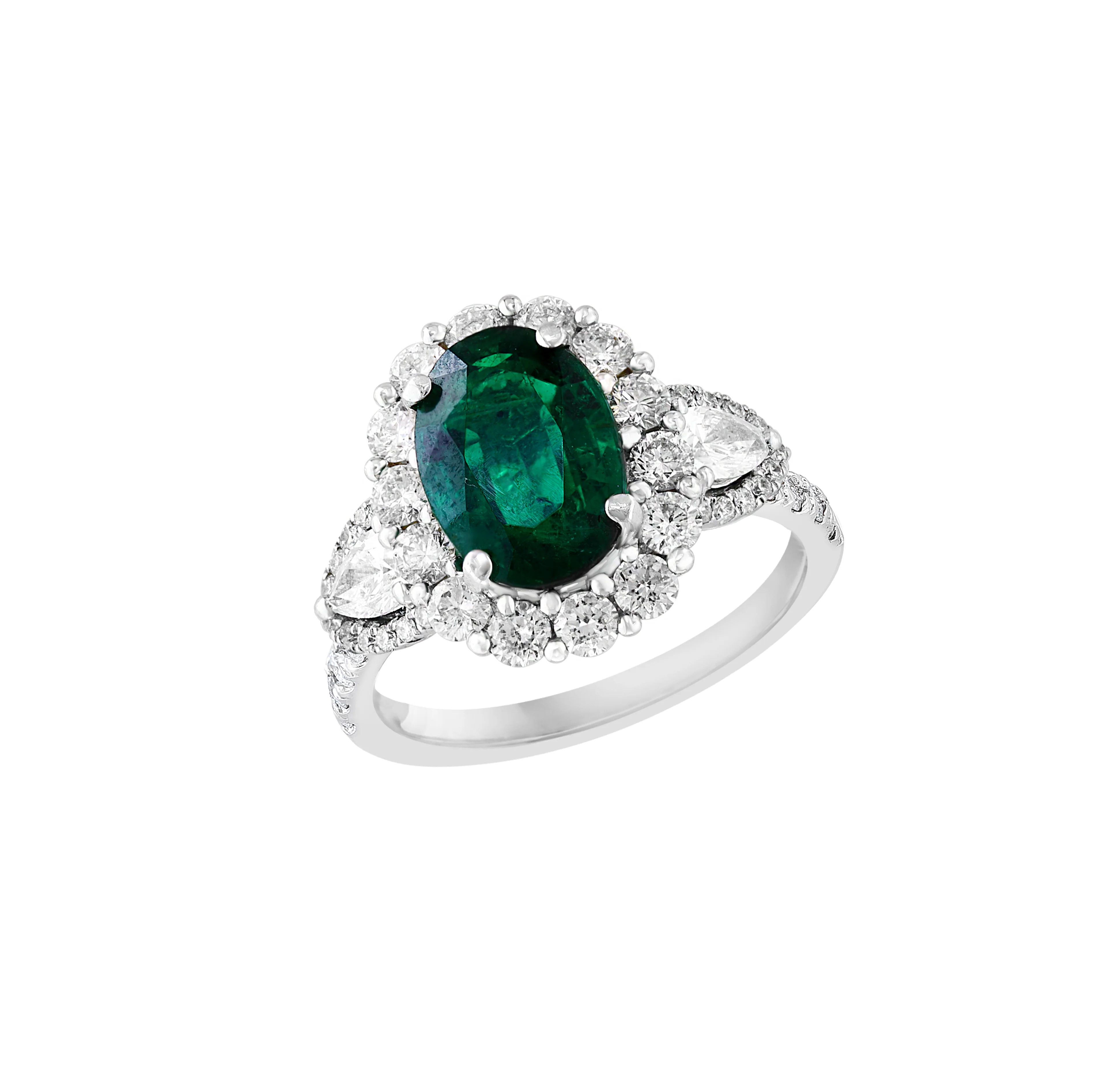Sabel Collection White Gold Emerald and Multi-Shape Diamond Ring - Image 2