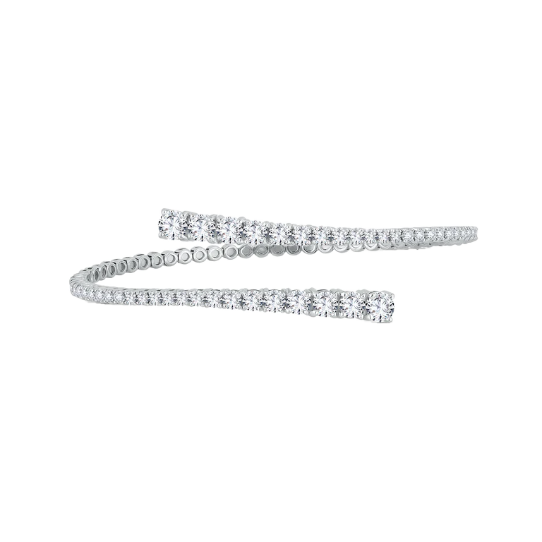 Sabel Collection White Gold Graduated Diamond Bypass Bangle
