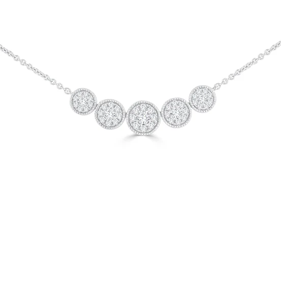 Sabel Collection White Gold Graduated Diamond Disc Necklace