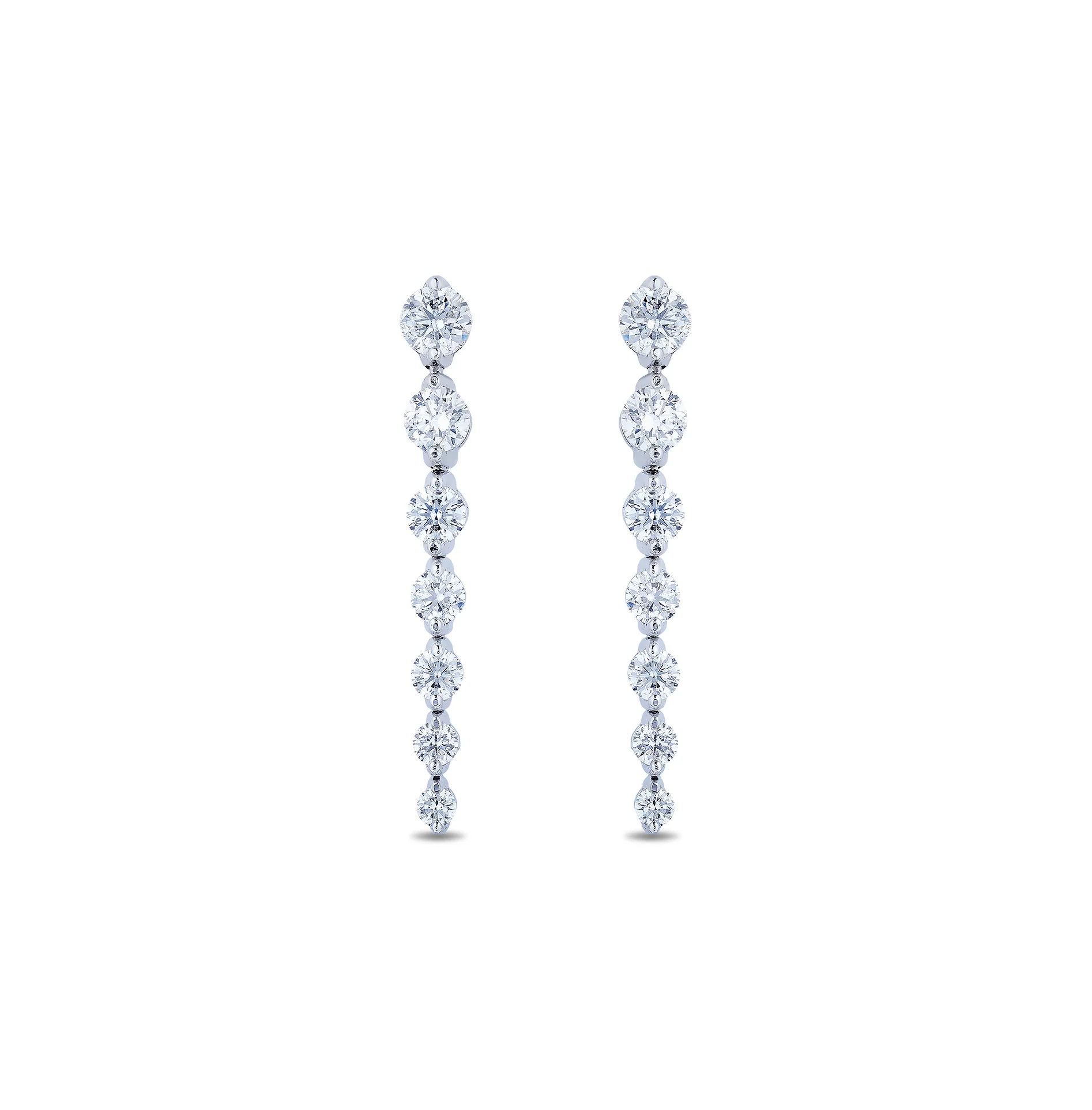 Sabel Collection White Gold Graduated Diamond Drop Earrings