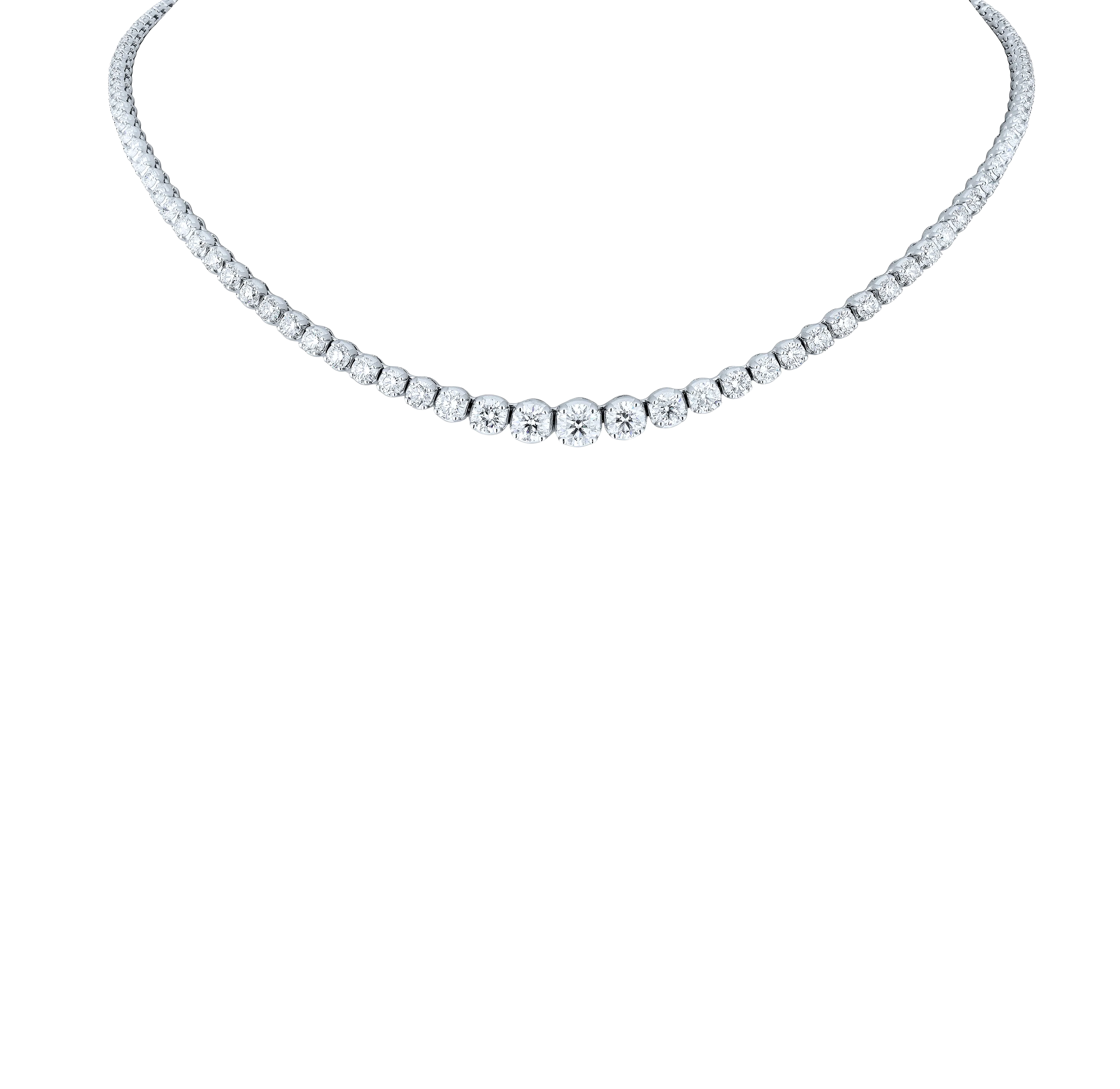 Sabel Collection White Gold Graduated Round Diamond Necklace