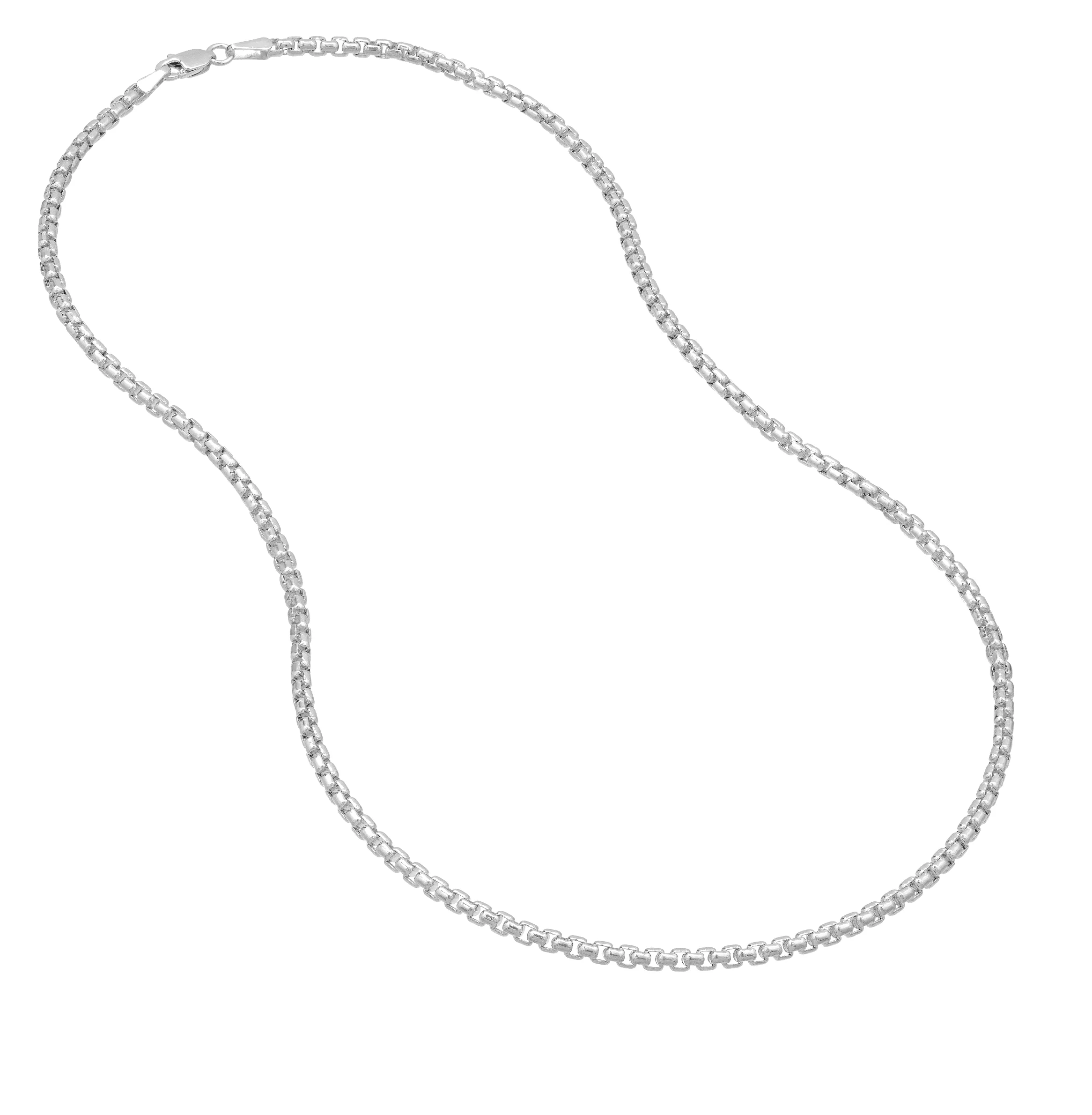 Sabel Collection White Gold Hollow Box Chain, 30" - Image 2