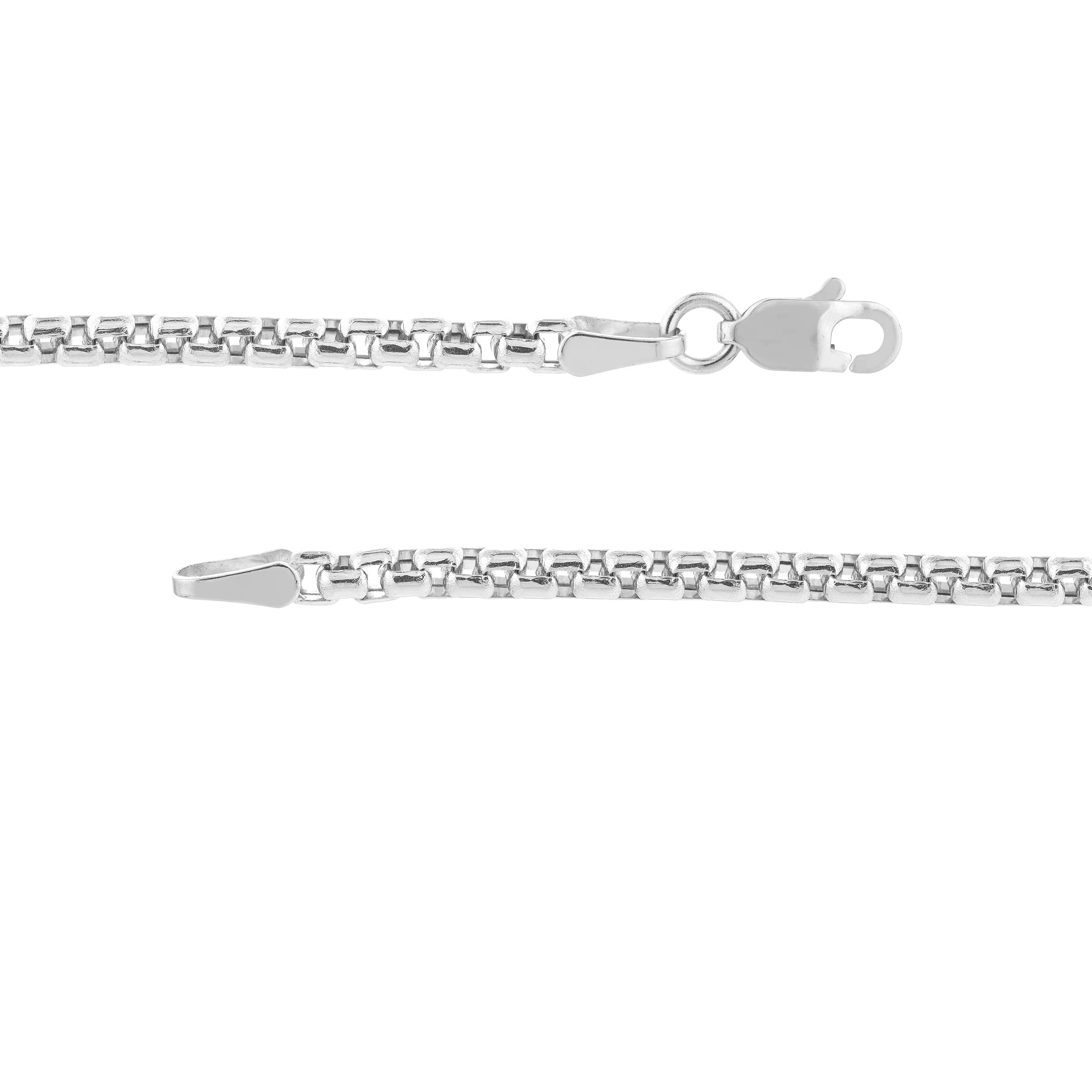 Sabel Collection White Gold Hollow Box Chain, 30" - Image 4