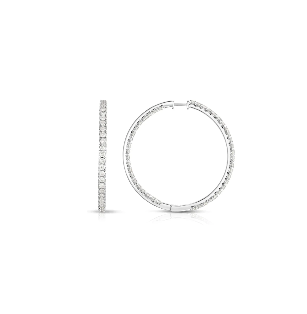 Sabel Collection White Gold Inside Out Round Diamond Hoop Earrings