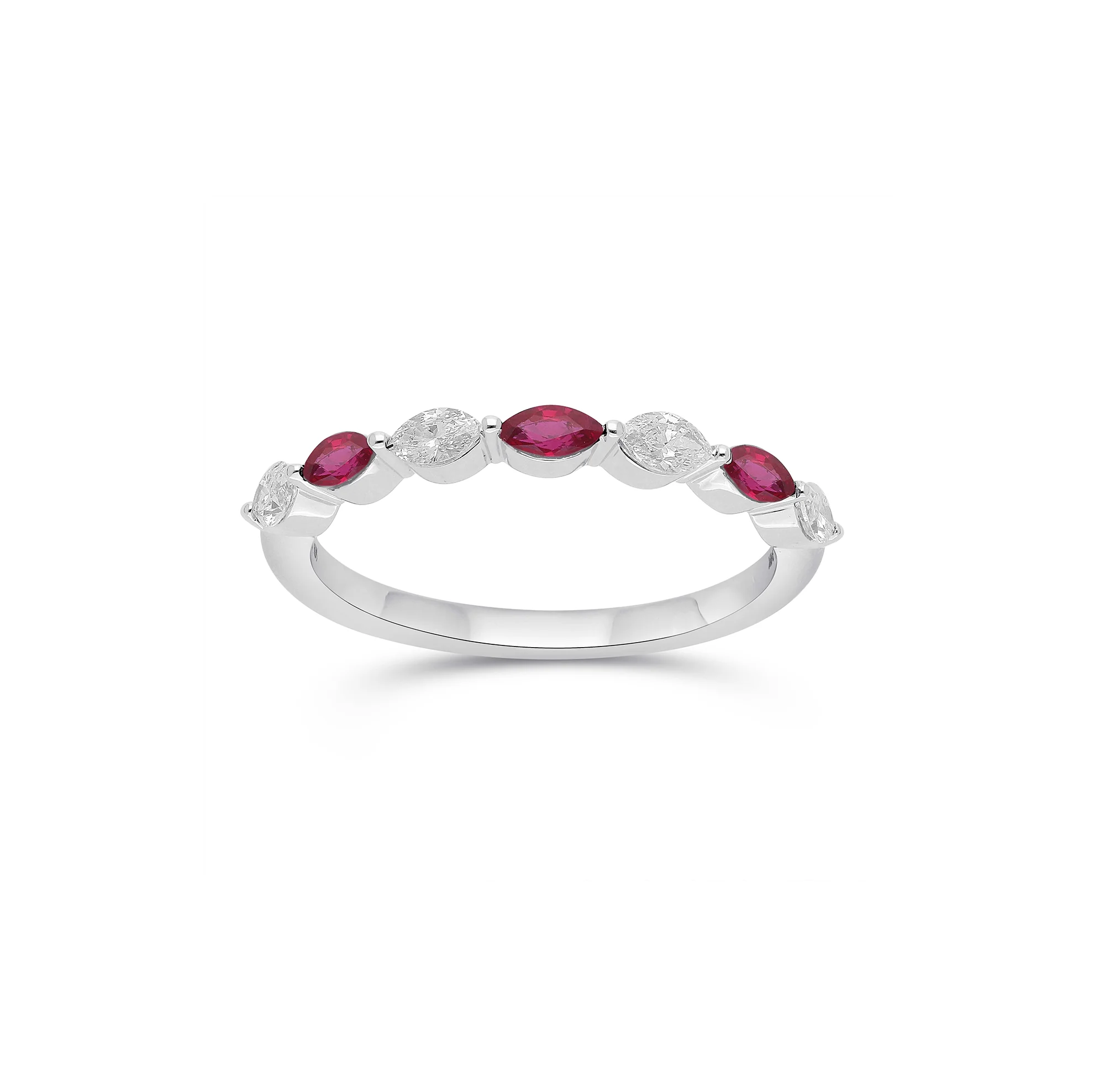 Sabel Collection White Gold Marquise Ruby and Diamond Ring