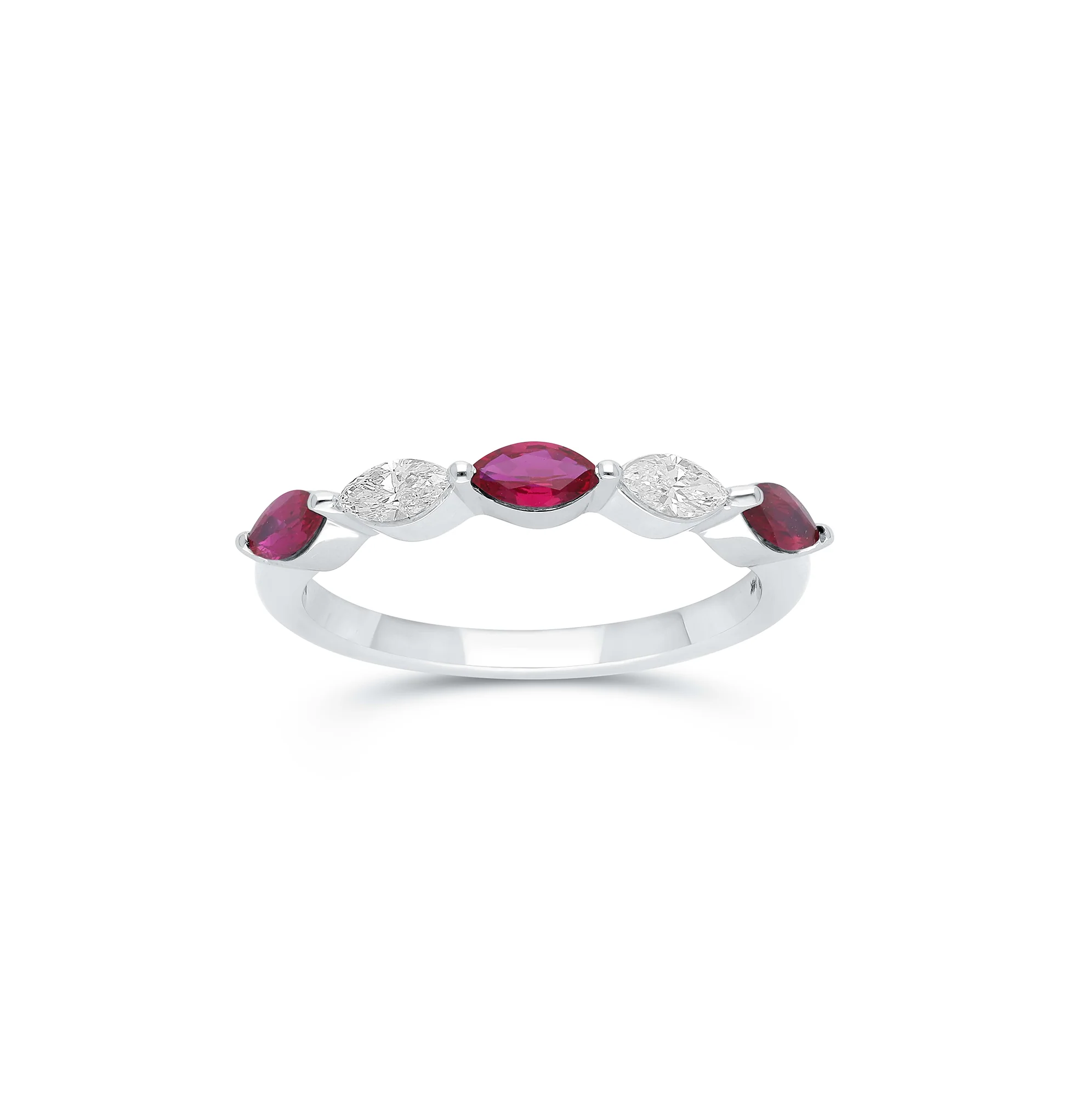 Sabel Collection White Gold Marquise Ruby and Diamond Ring - Image 2