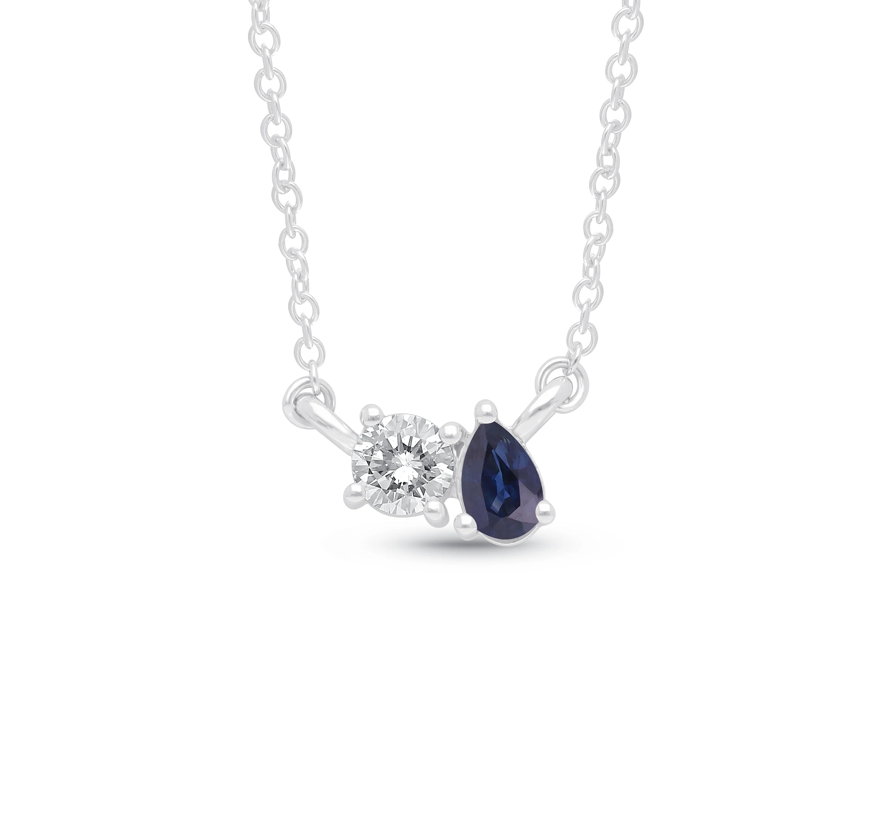 Sabel Collection White Gold Multi-Shape Diamond and Blue Sapphire Pendant