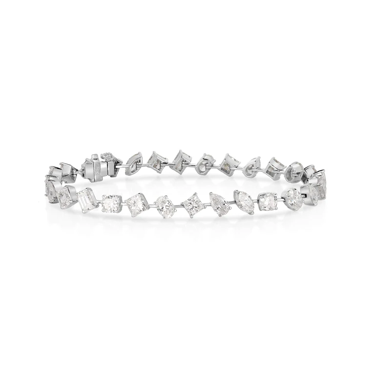 Sabel Collection White Gold Multi-Shape Diamond Station Bracelet