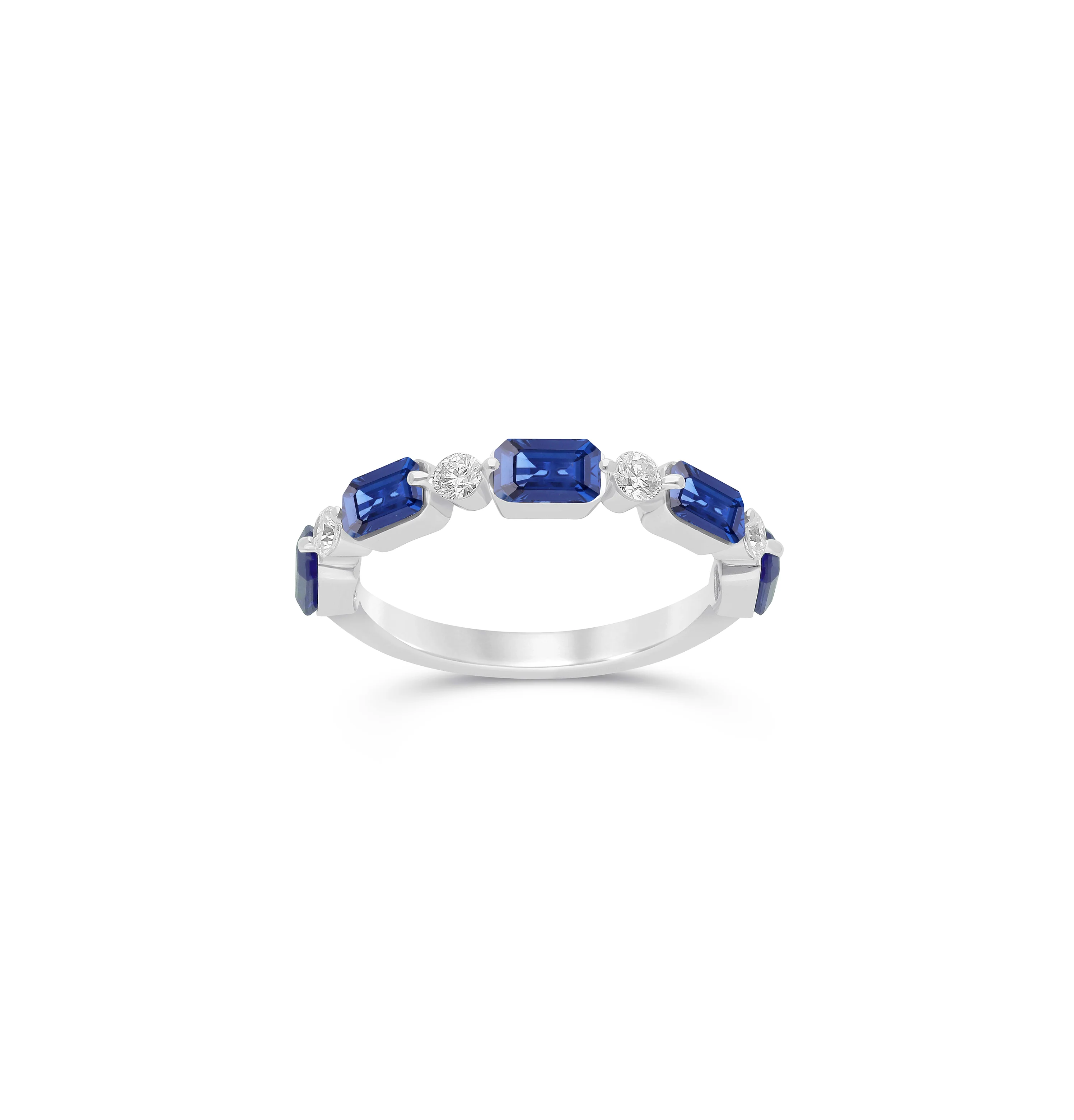 Sabel Collection White Gold Octagon Blue Sapphire and Diamond Ring
