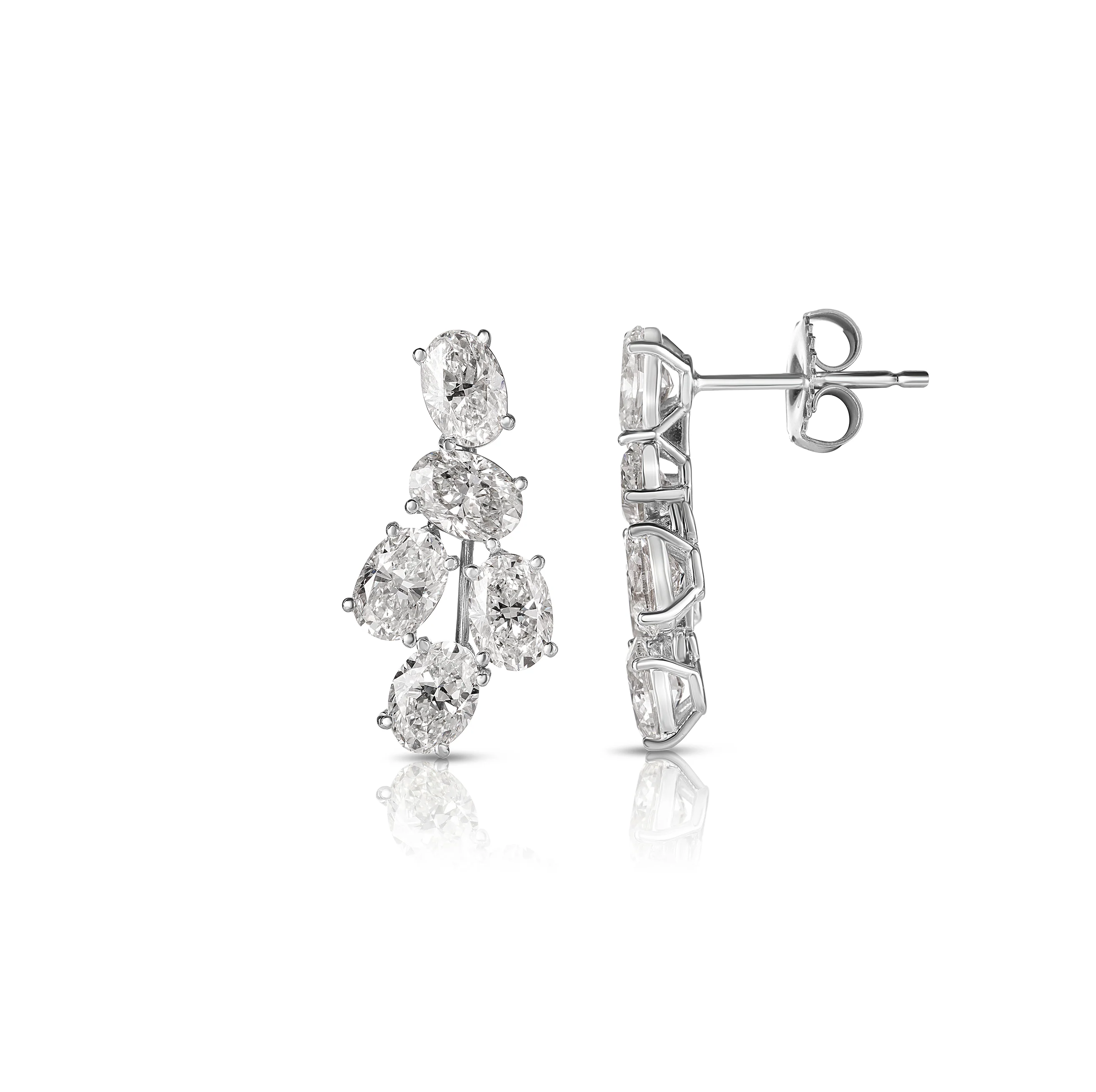 Sabel Collection White Gold Oval Diamond Drop Earrings