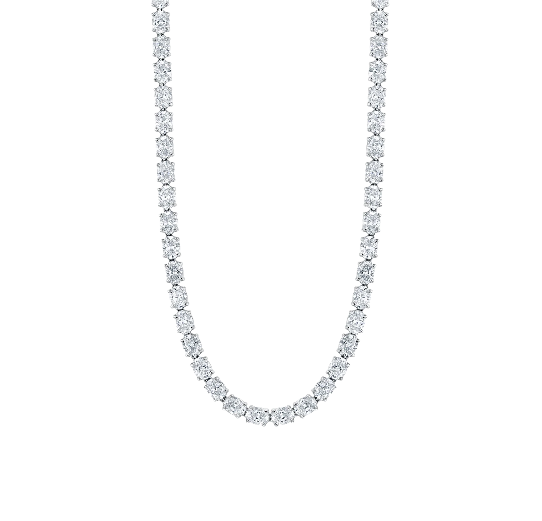 Sabel Collection White Gold Oval Diamond Tennis Necklace