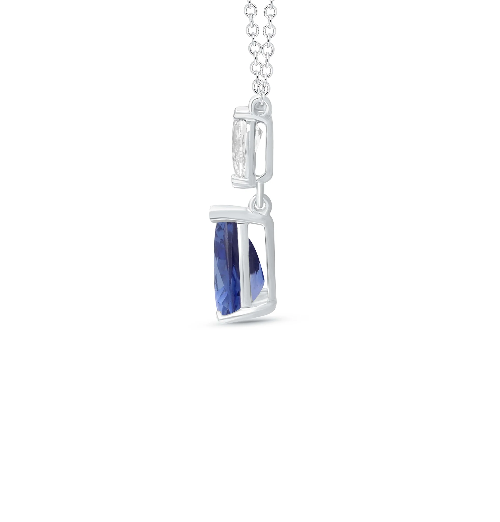 Sabel Collection White Gold Pear Sapphire and Diamond Pendant - Image 2