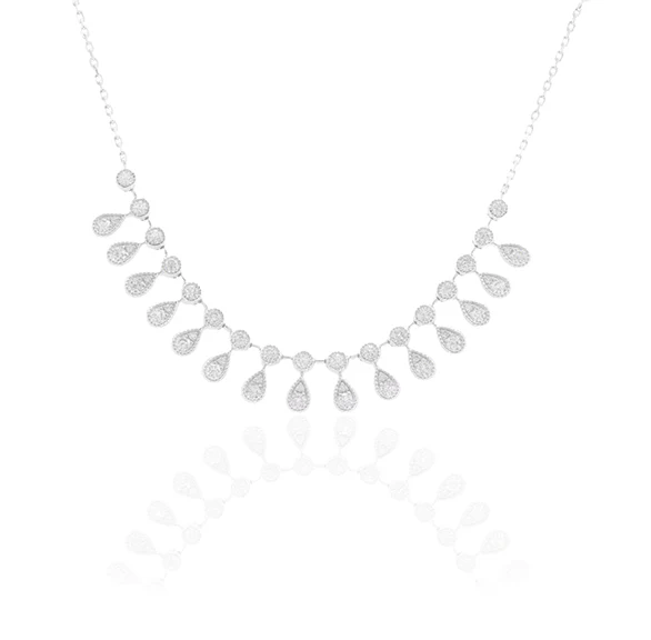 Sabel Collection White Gold Pear Shape Illusion Dangle Necklace