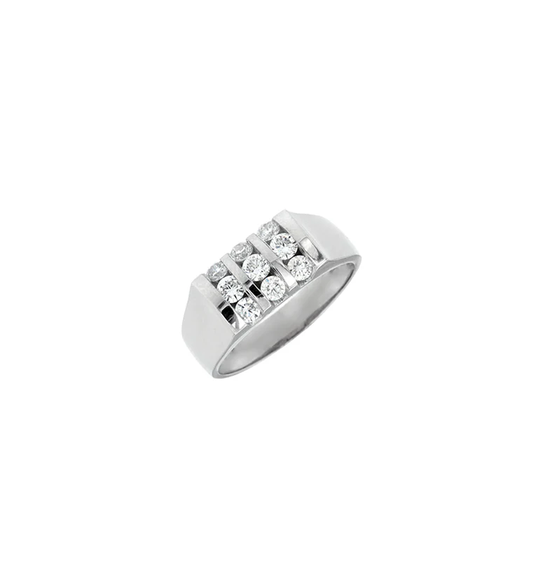 Sabel Collection White Gold Round Diamond 3 Bar Set Ring