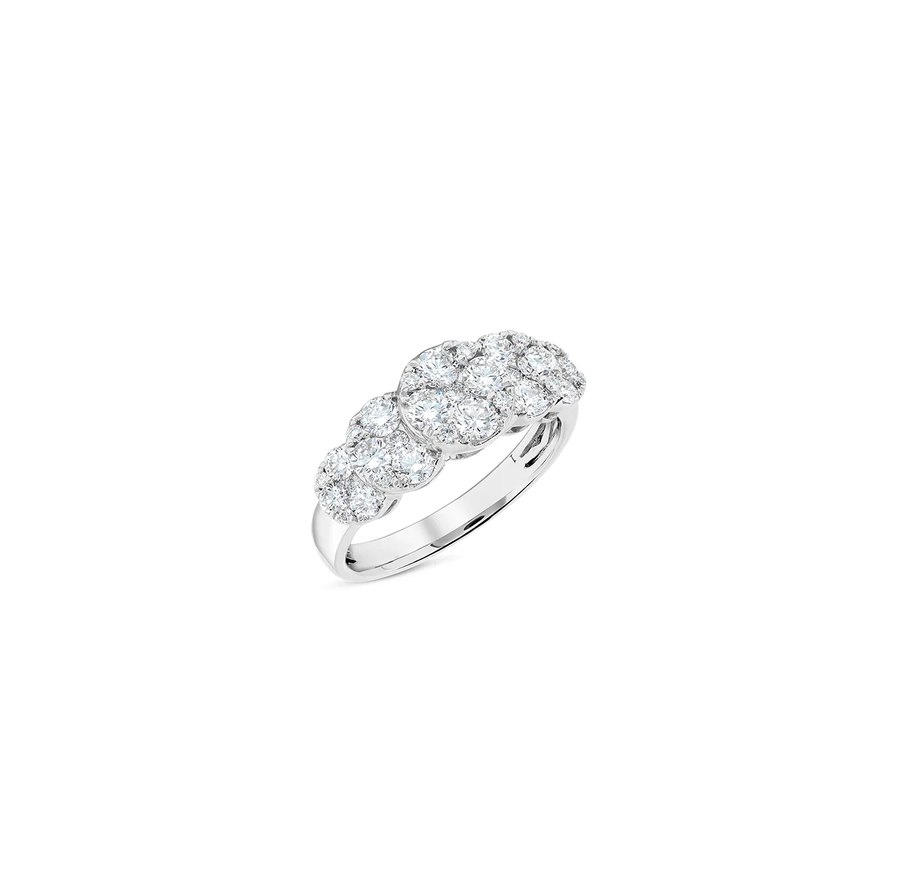 Sabel Collection White Gold Round Diamond 5 Station Cluster Ring