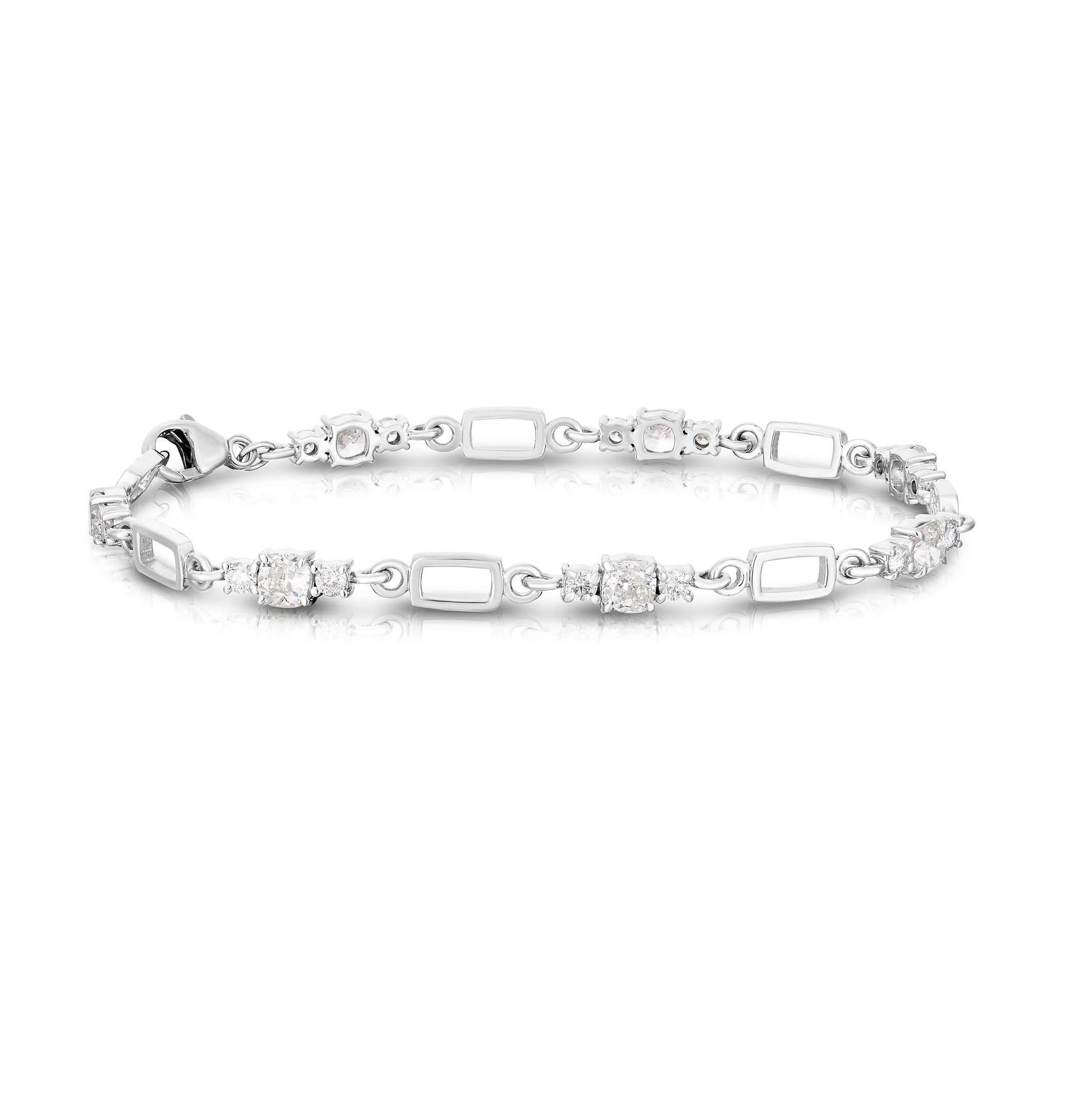 Sabel Collection White Gold Round Diamond 7 Station Link Bracelet
