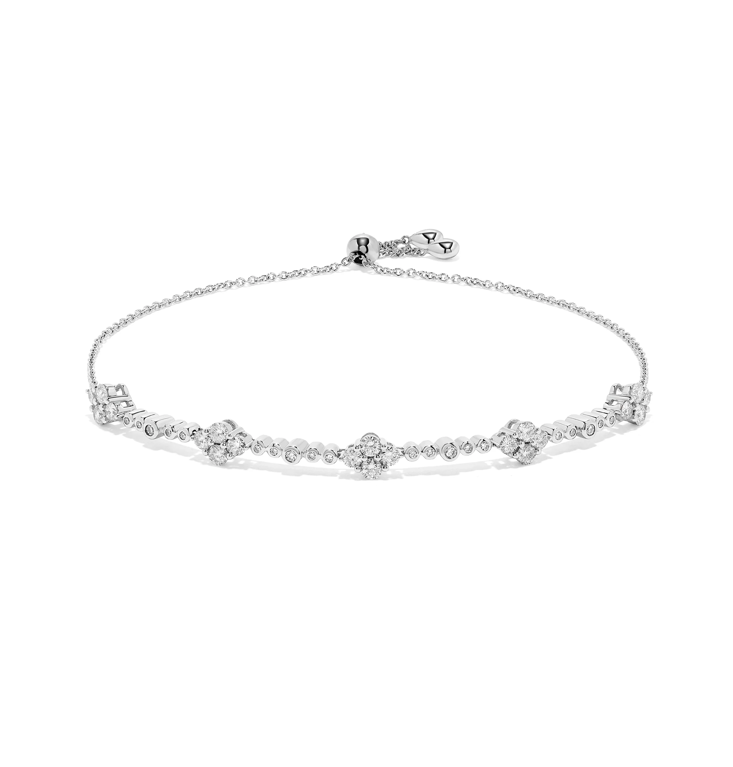Sabel Collection White Gold Round Diamond Bolo Bracelet