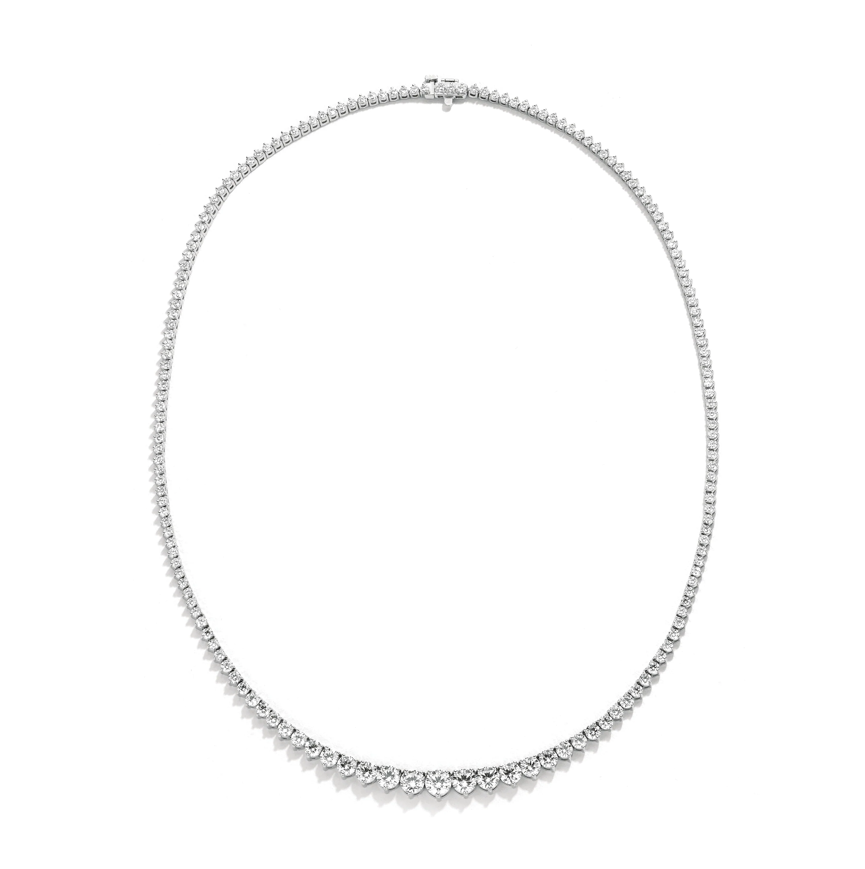 Sabel Collection White Gold Round Diamond Graduated Necklace, 17" - Image 2