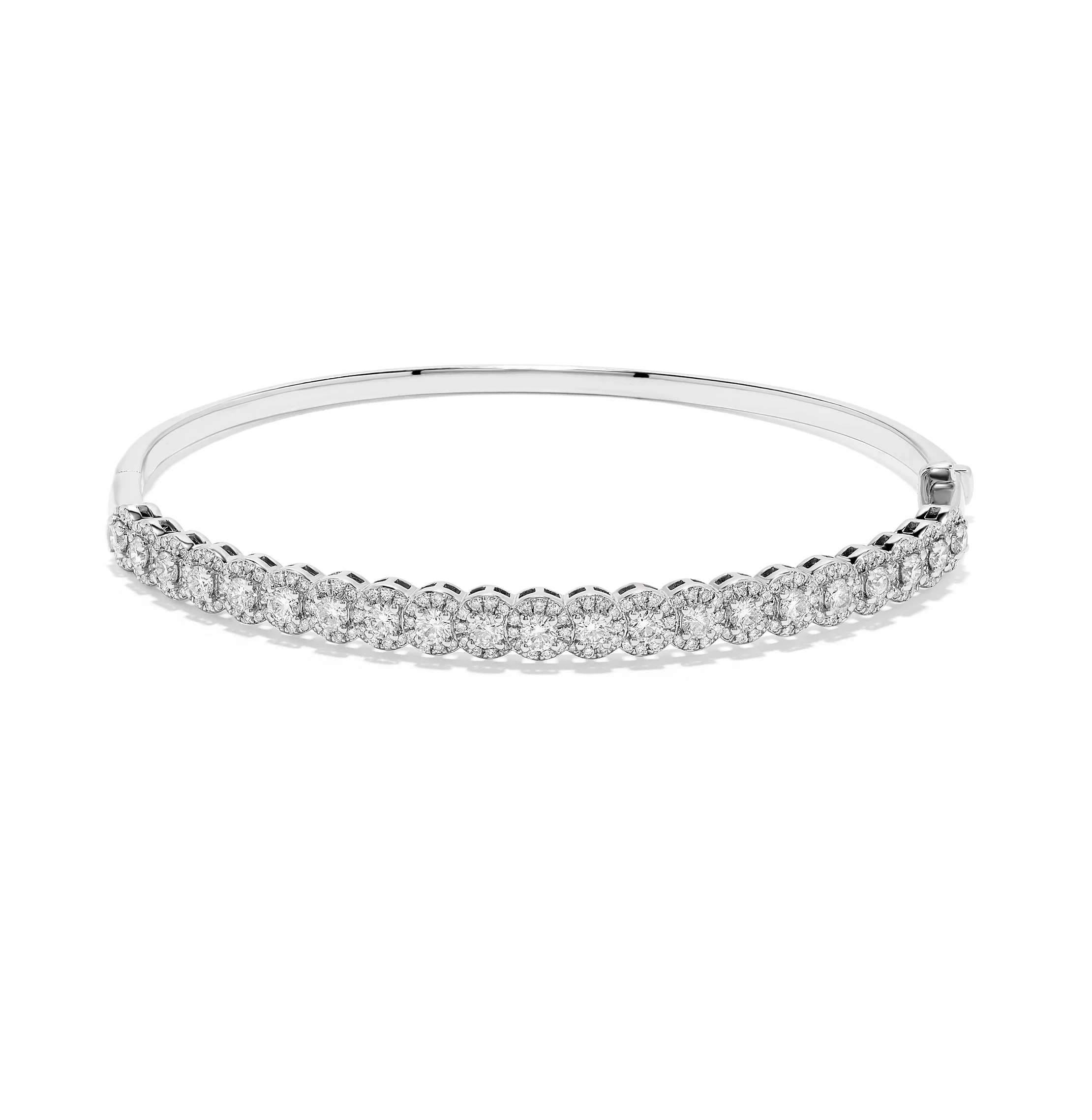 Sabel Collection White Gold Round Diamond Halo Stations Bangle