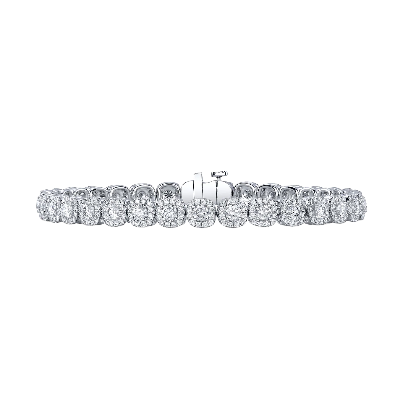 Sabel Collection White Gold Round Diamond Halo Tennis Bracelet