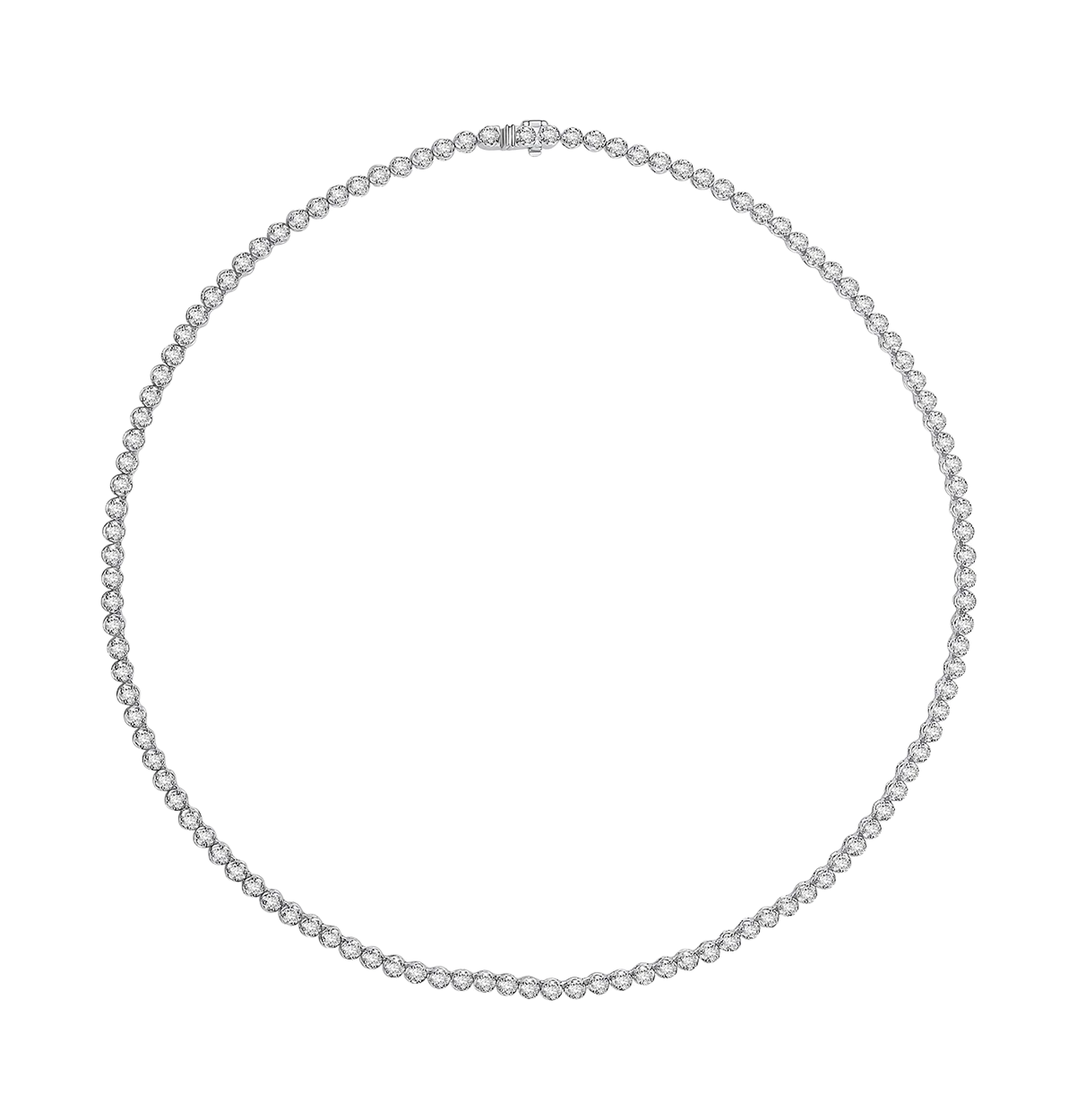 Sabel Collection White Gold Round Diamond Tennis Necklace, 17"