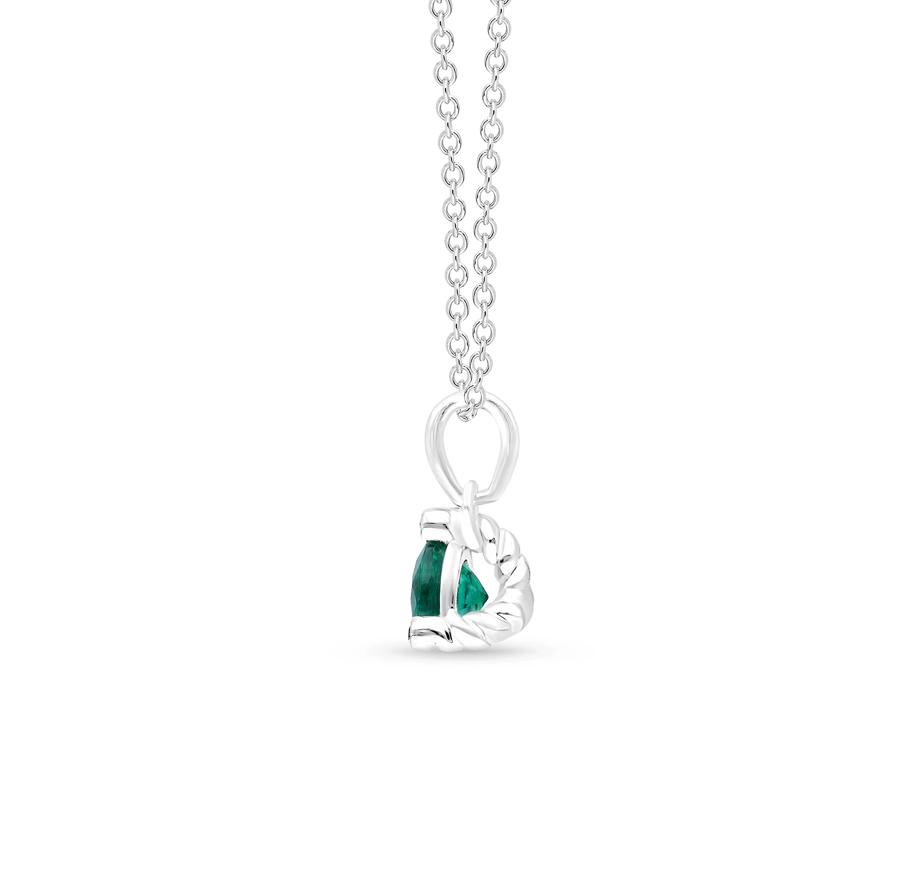 Sabel Collection White Gold Round Emerald and Diamond Pendant - Image 2