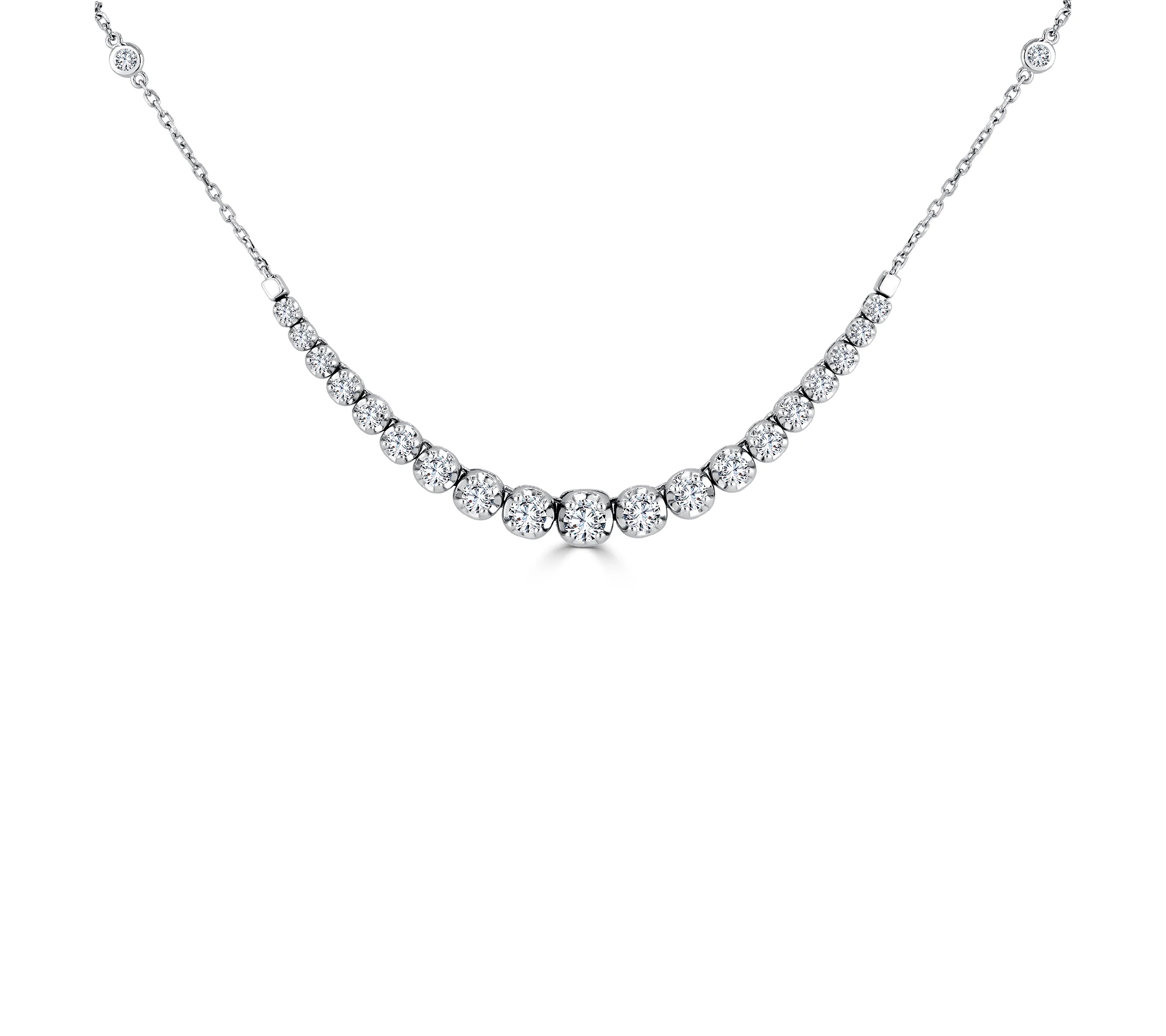 Sabel Collection White Gold Round Graduated Diamond Necklace