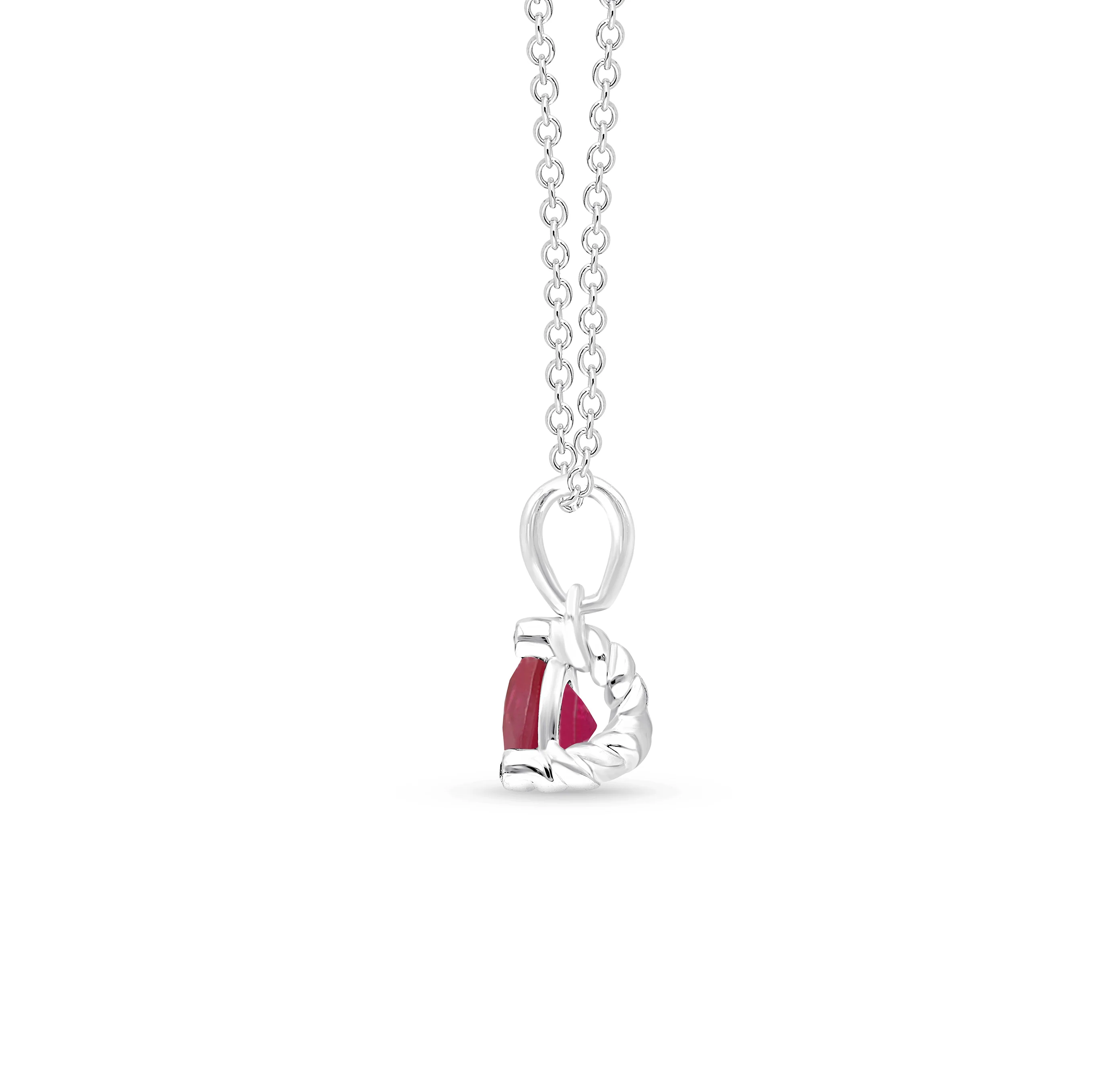 Sabel Collection White Gold Round Ruby and Diamond Pendant - Image 2