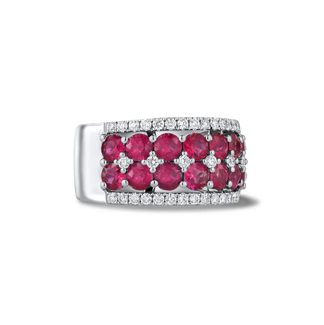 Sabel Collection White Gold Round Ruby and Diamond Ring