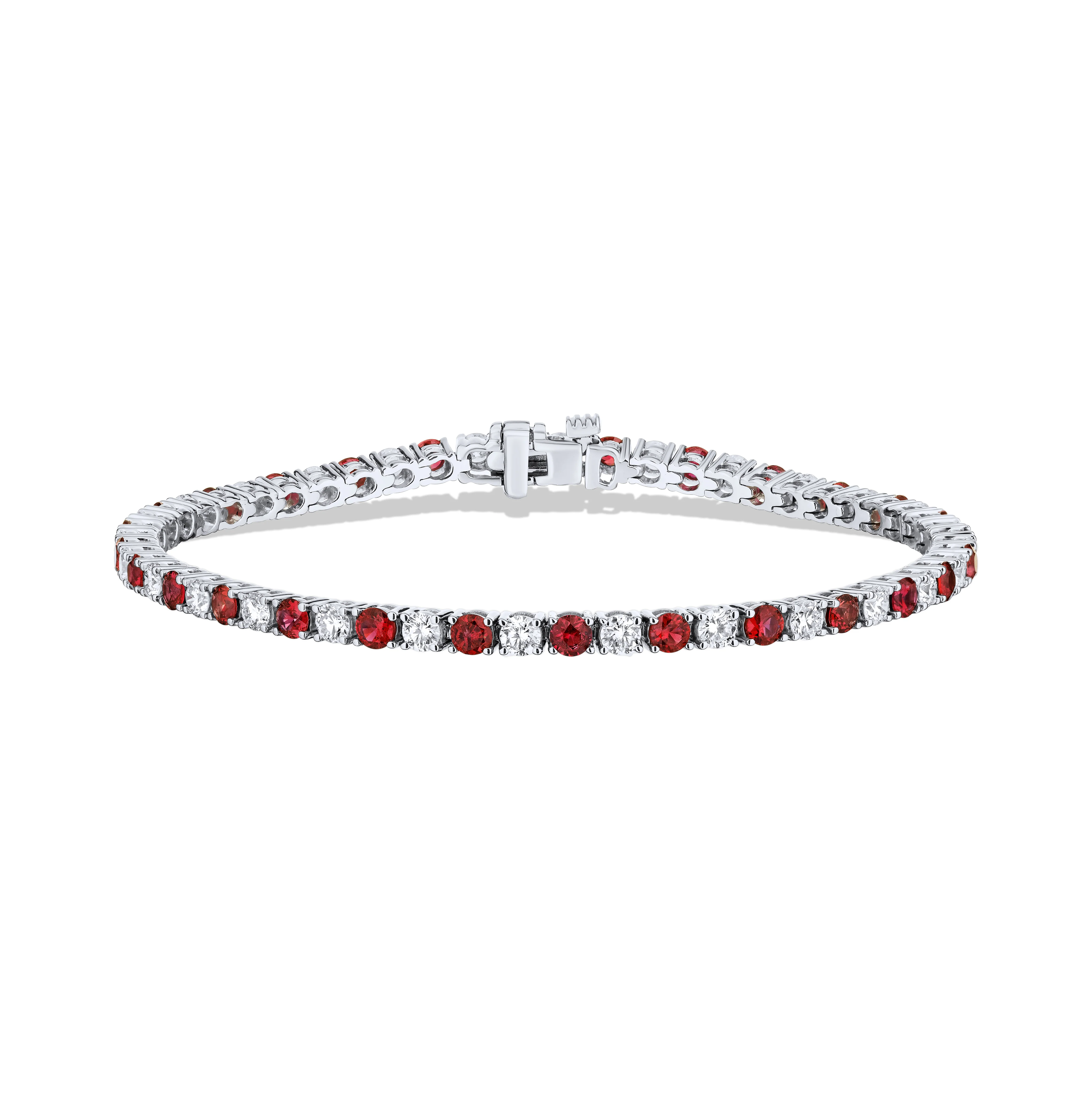 Sabel Collection White Gold Ruby and Diamond Tennis Bracelet - Image 2