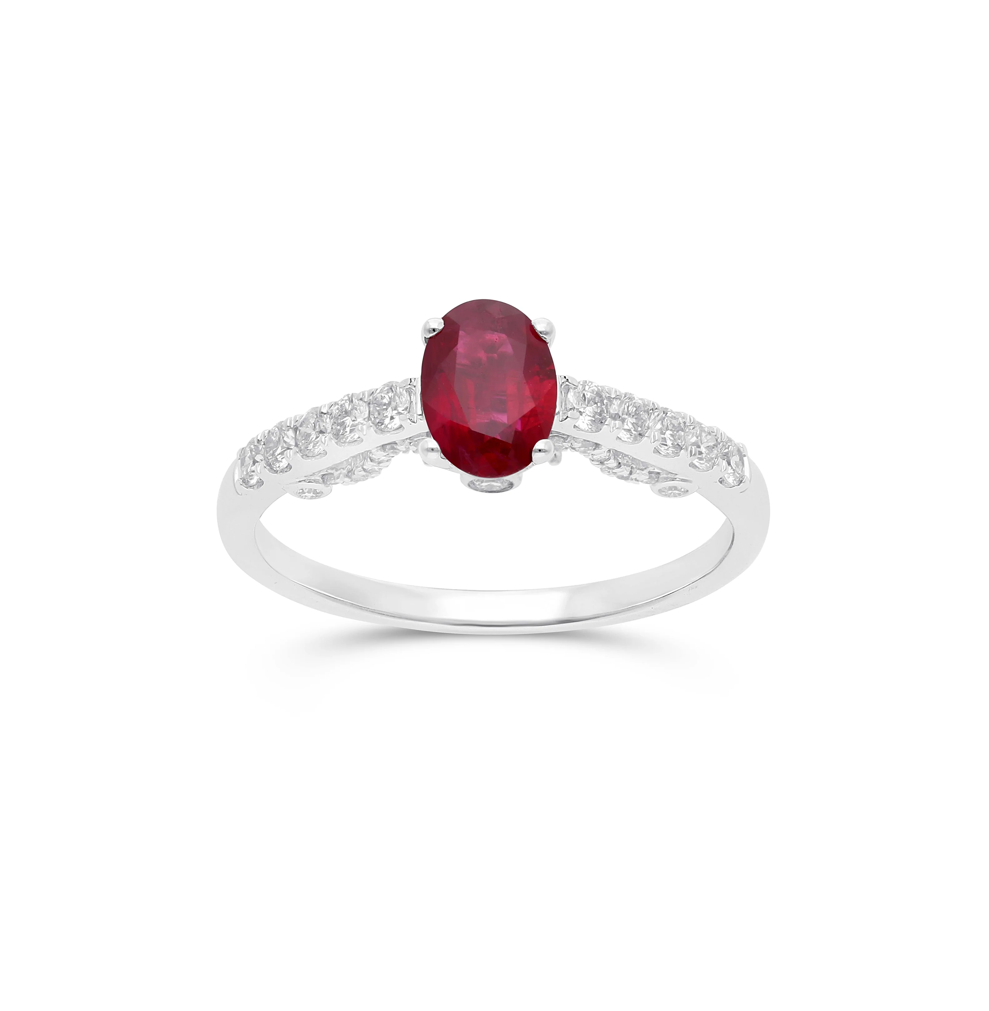 Sabel Collection White Gold Ruby and Round Diamond Ring