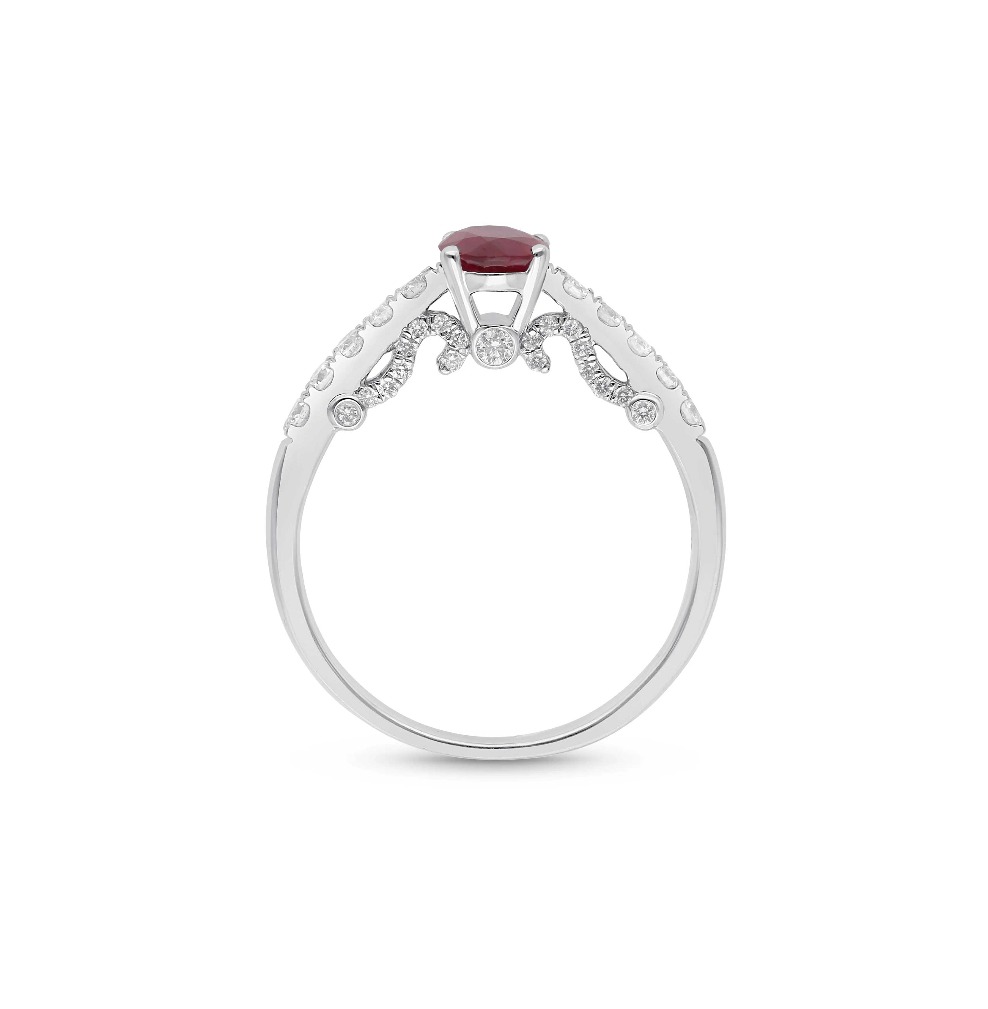 Sabel Collection White Gold Ruby and Round Diamond Ring - Image 2