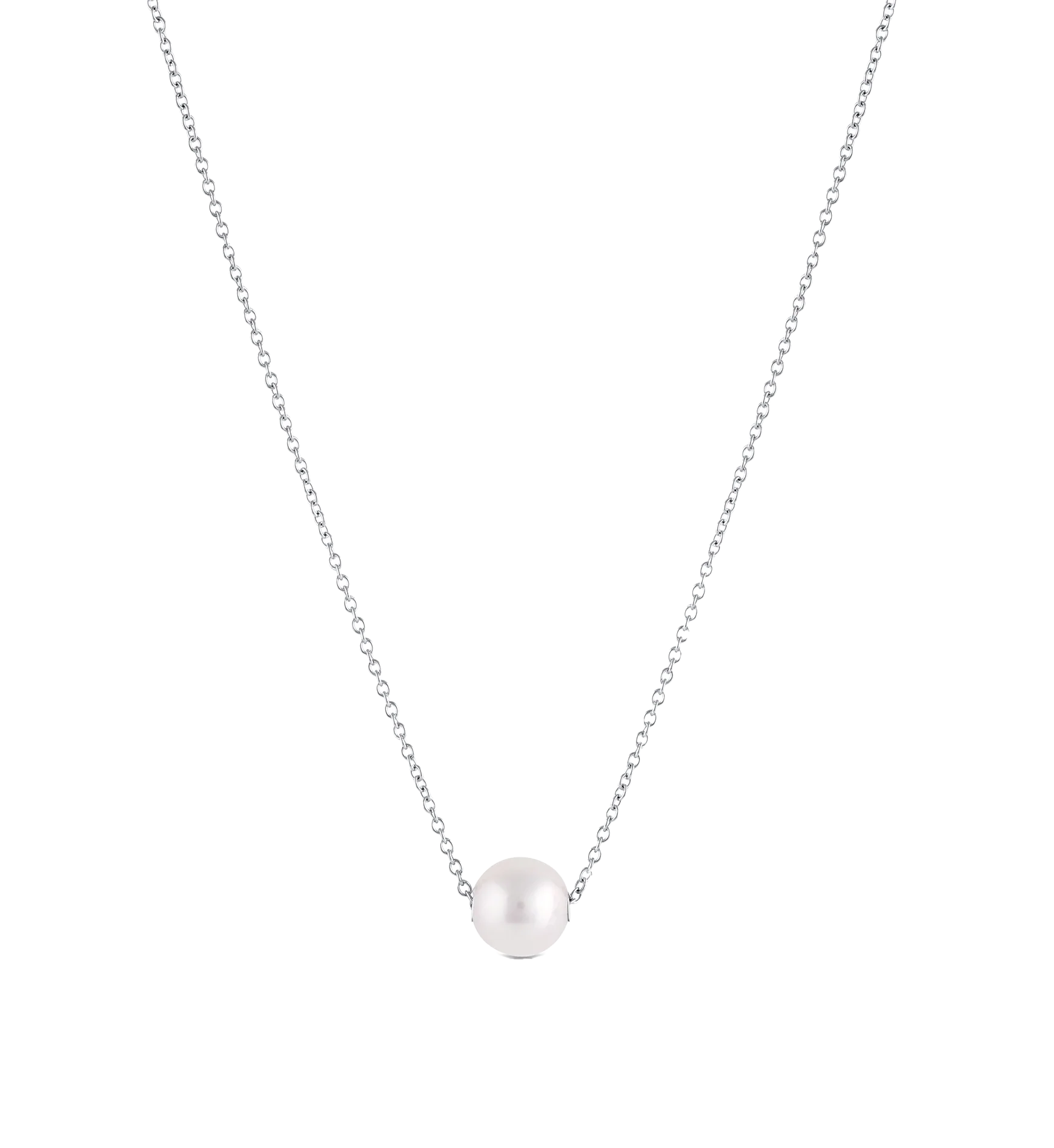 Sabel Collection White Gold Sliding Pearl Necklace